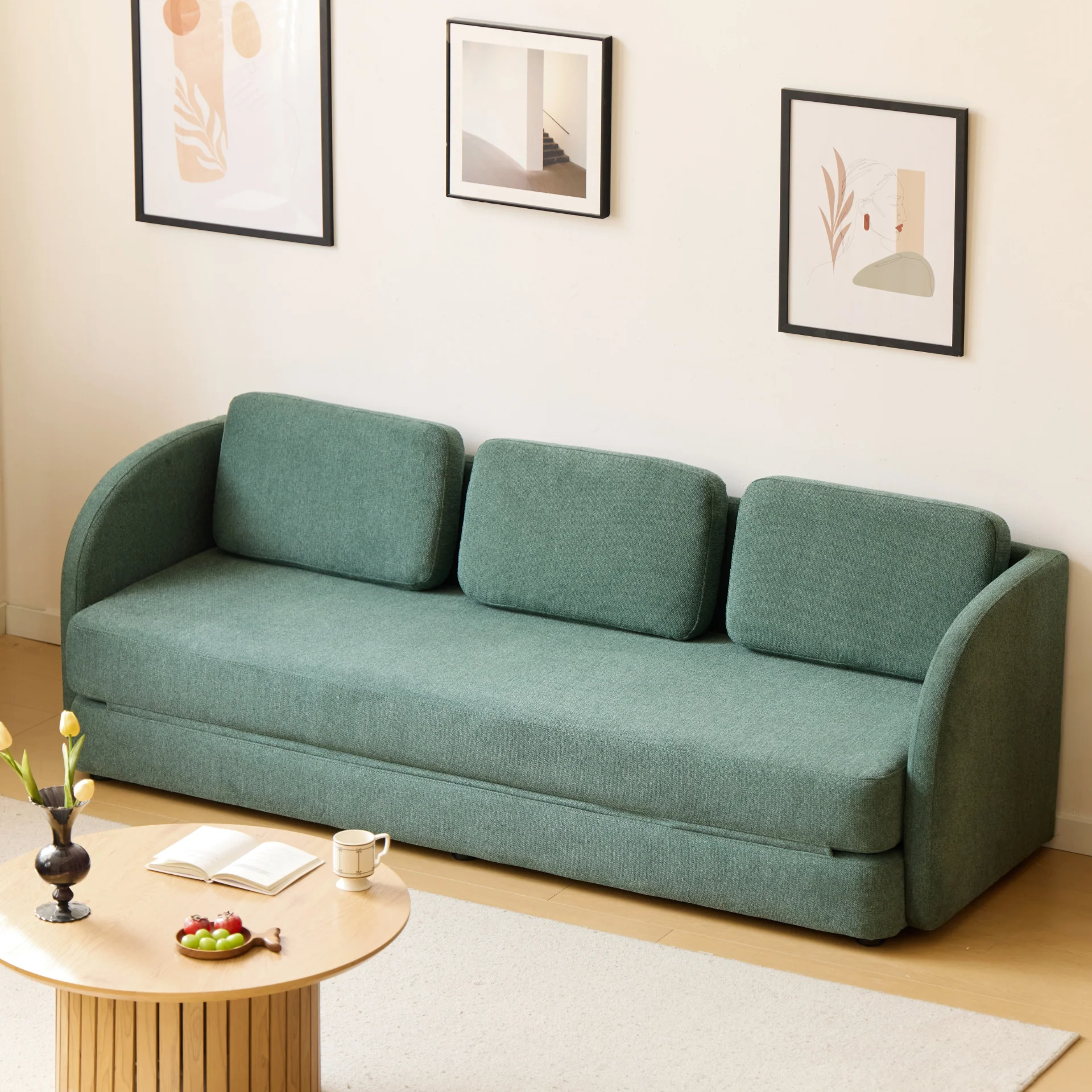 Katarina hopfällbar bäddsoffa grön L: 217 x D: 77/145 x H: 75 cm - Image 6