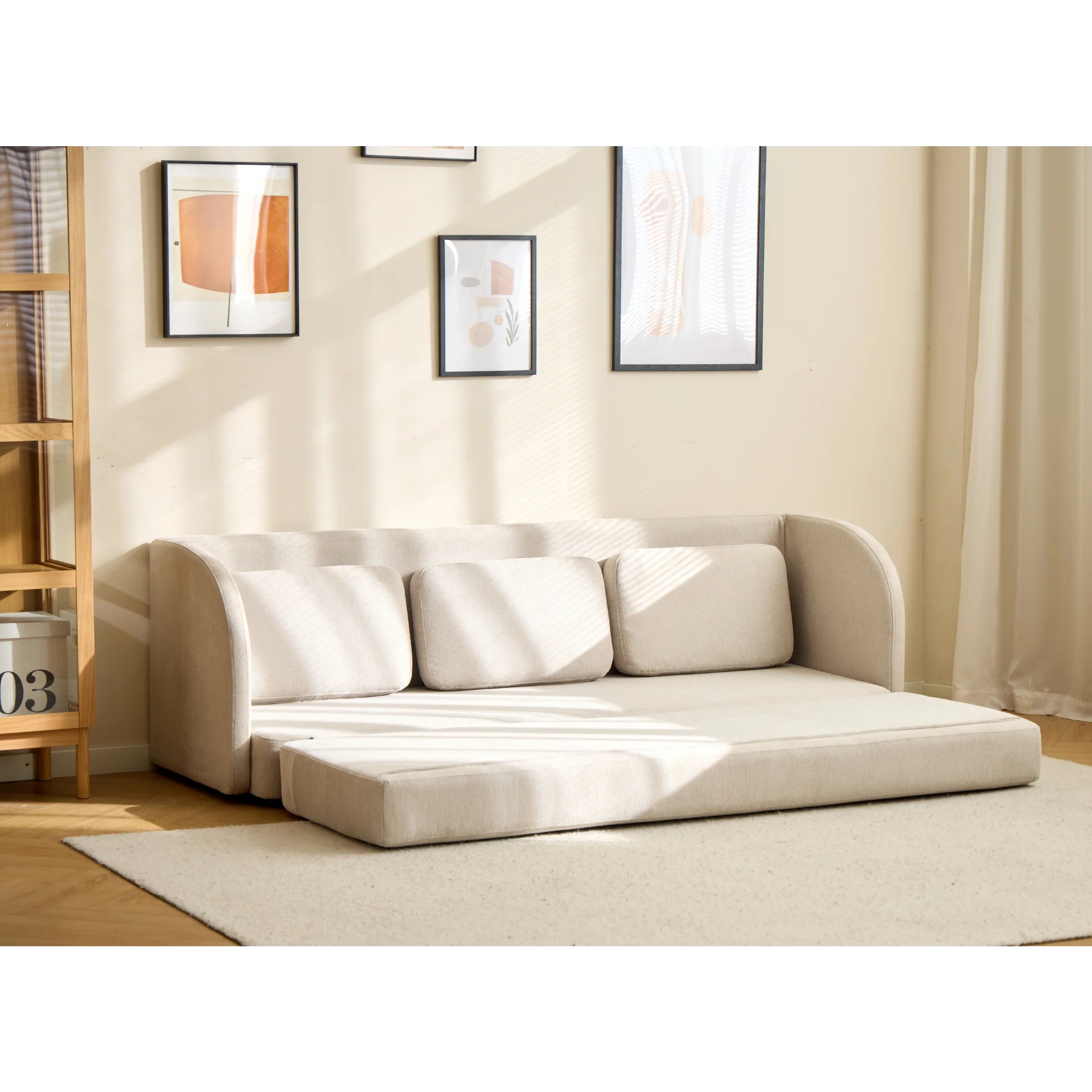 Katarina hopfällbar bäddsoffa beige L: 217 x D: 77/145 x H: 75 cm - Image 4