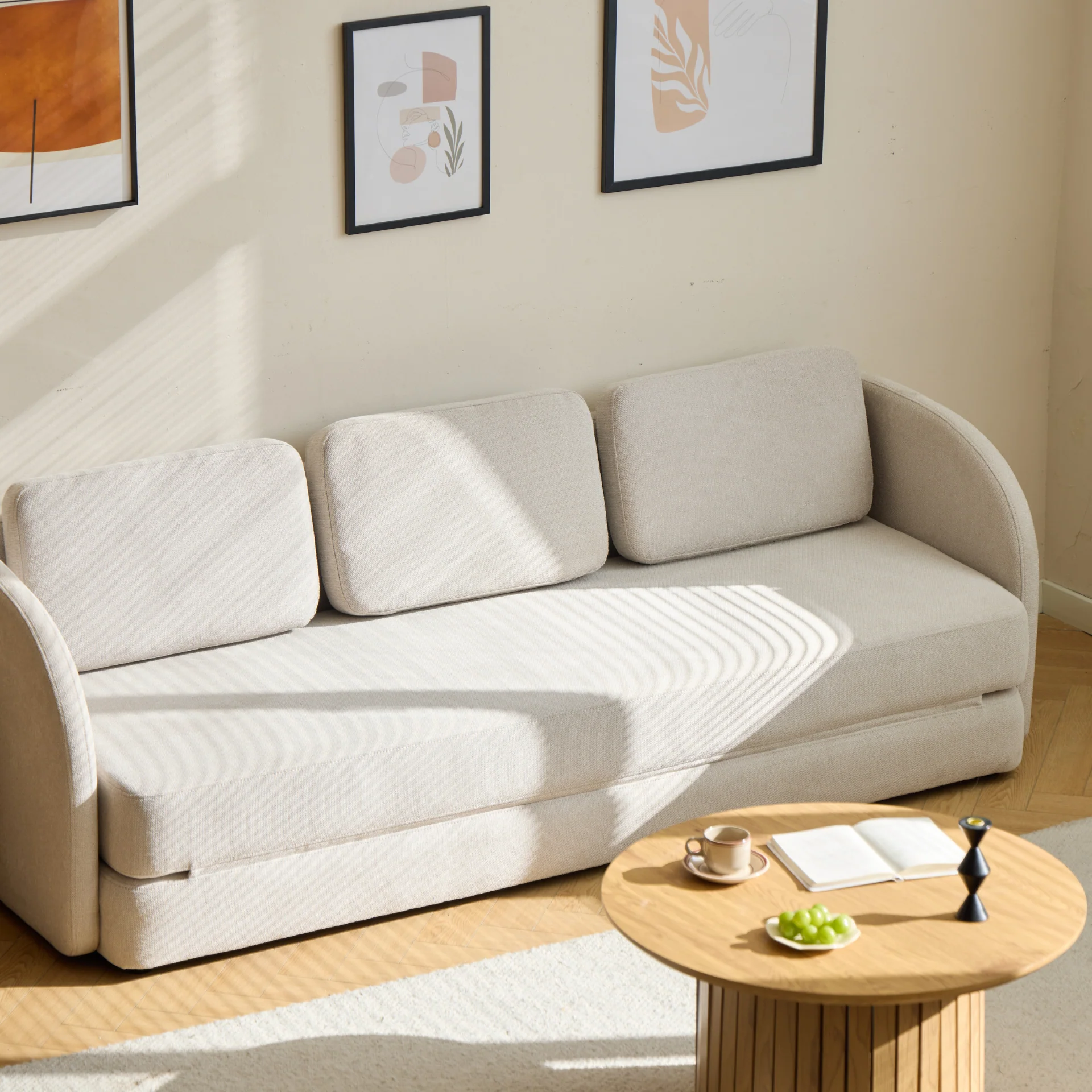Katarina hopfällbar bäddsoffa beige L: 217 x D: 77/145 x H: 75 cm - Image 5