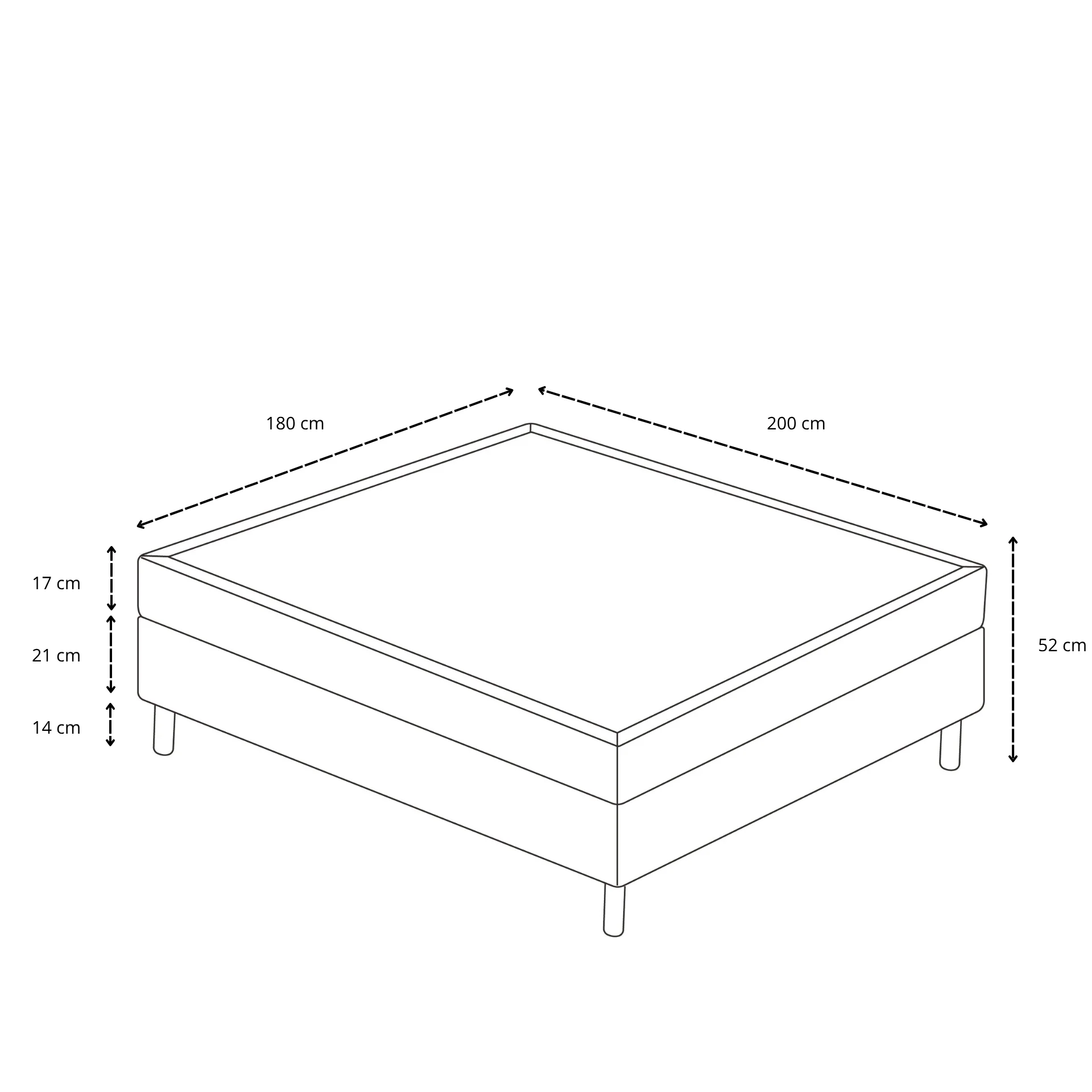 Kontinentalsäng i beige 180x200 cm med 4 cm bäddmadrass i PU-skum inkl. kromben - Image 8