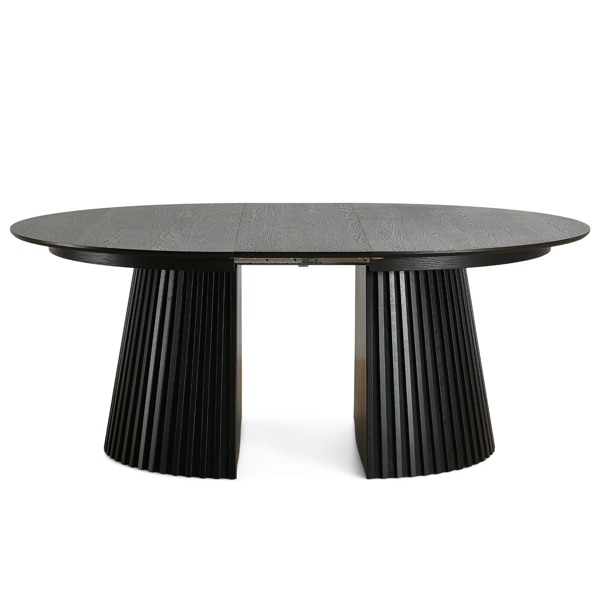 Lewis - Rundt lamellbord i svart ekfaner med utdrag 150/190/230 cm - 2 tilläggsskivor ingår. - Image 7