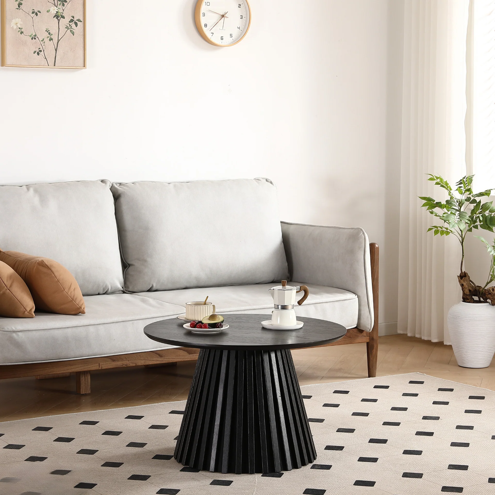 Lewis lamell soffbord i svart ek-look Ø70 cm - Image 3