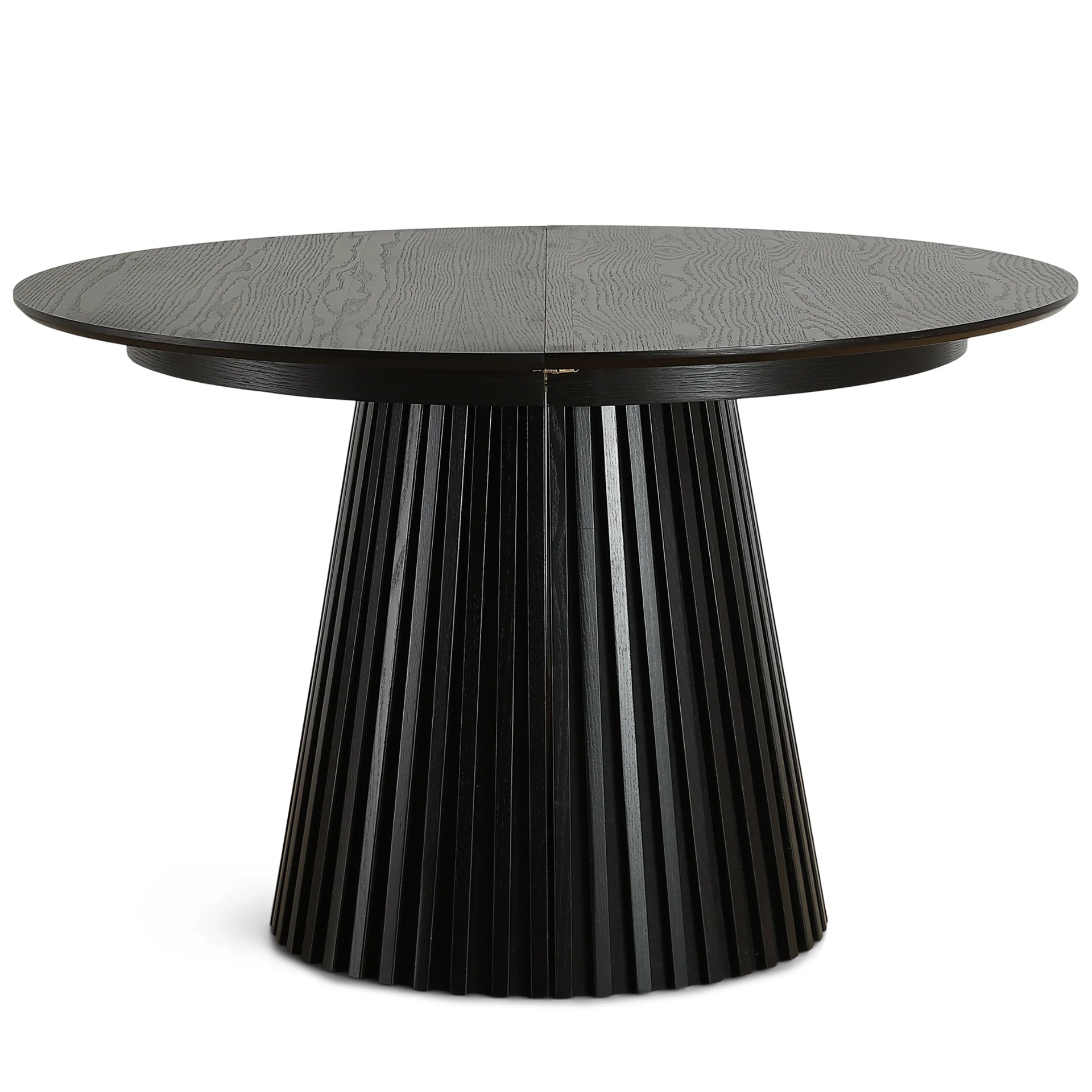 Lewis - Rundt lamellbord i svart ekfanér med utdragsfunktion 120/160/200 cm - 2 tilläggsskivor ingår - Image 4