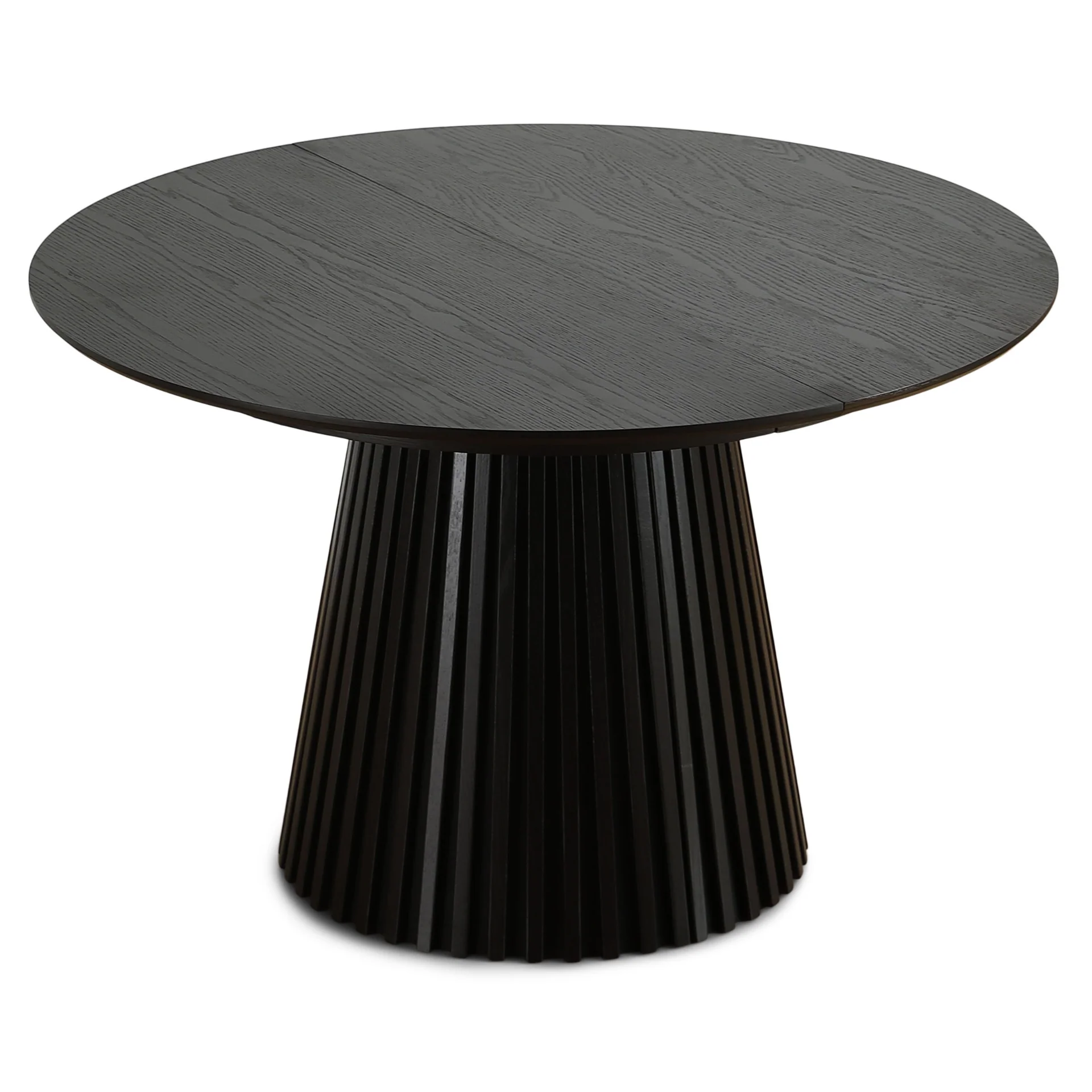 Lewis - Rundt lamellbord i svart ekfanér med utdragsfunktion 120/160/200 cm - 2 tilläggsskivor ingår - Image 5