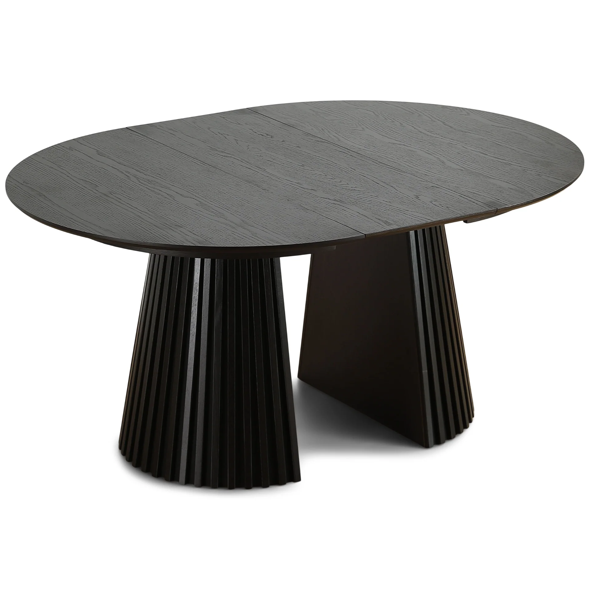 Lewis - Rundt lamellbord i svart ekfanér med utdragsfunktion 120/160/200 cm - 2 tilläggsskivor ingår - Image 6