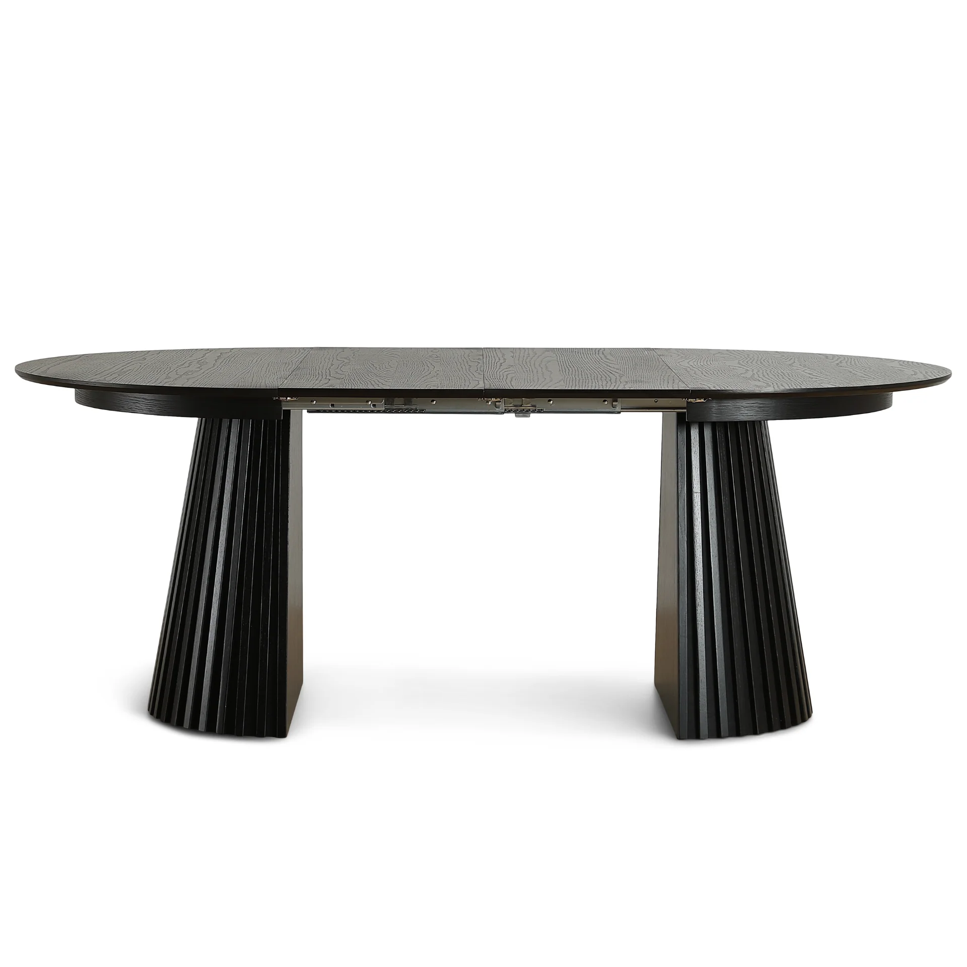 Lewis - Rundt lamellbord i svart ekfanér med utdragsfunktion 120/160/200 cm - 2 tilläggsskivor ingår - Image 8