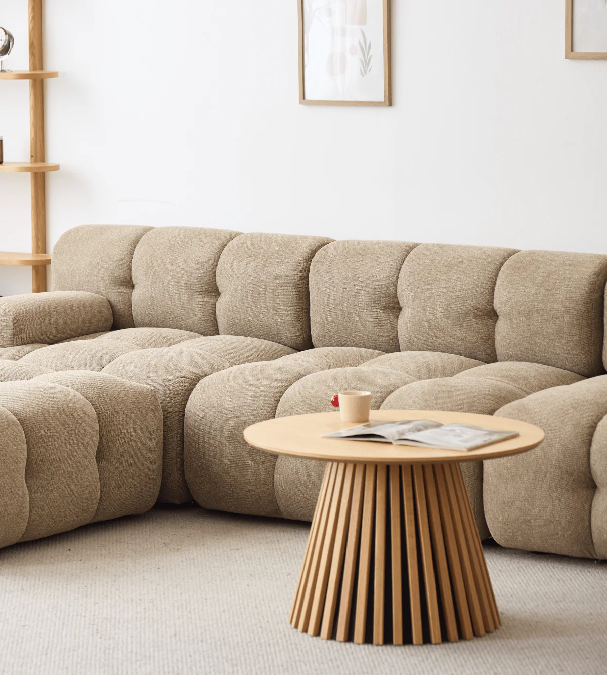 Lilie - modulsoffa i sandfärg med 3 moduler och höger- eller vänstervänd schäslong - L: 285 x D: 190 x H: 64 cm - Image 18