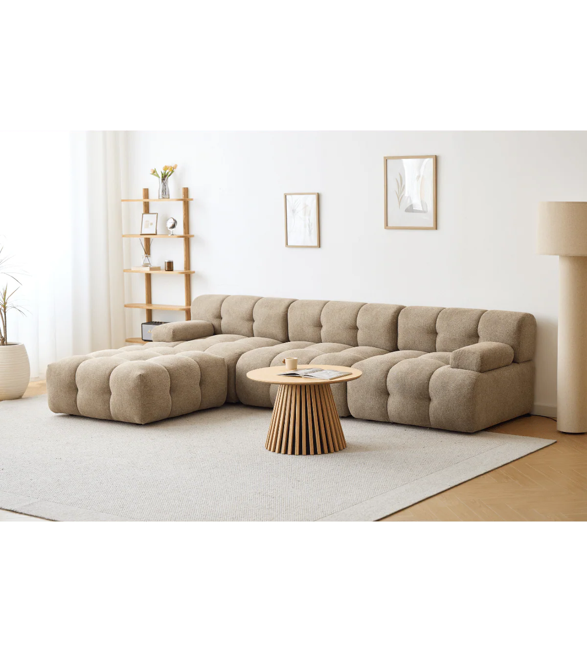 Lilie - modulsoffa i sandfärg med 3 moduler och höger- eller vänstervänd schäslong - L: 285 x D: 190 x H: 64 cm - Image 19
