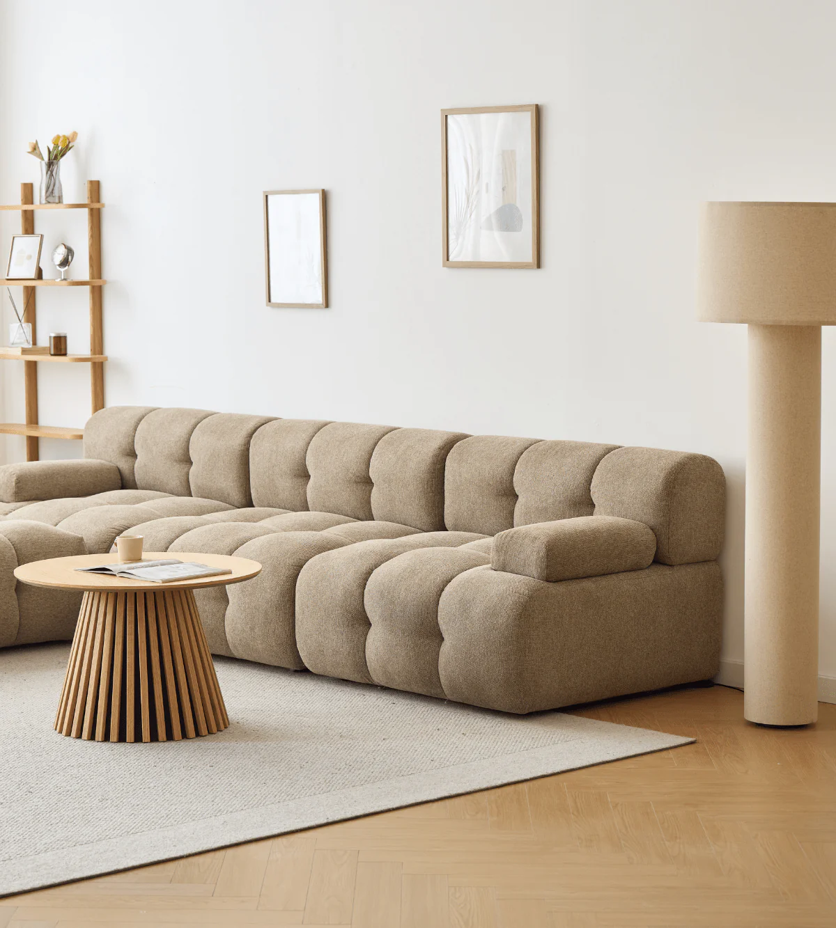 Lilie - modulsoffa i sandfärg med 3 moduler och höger- eller vänstervänd schäslong - L: 285 x D: 190 x H: 64 cm - Image 2