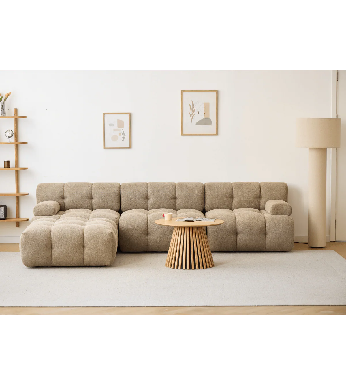 Lilie - modulsoffa i sandfärg med 3 moduler och höger- eller vänstervänd schäslong - L: 285 x D: 190 x H: 64 cm - Image 20