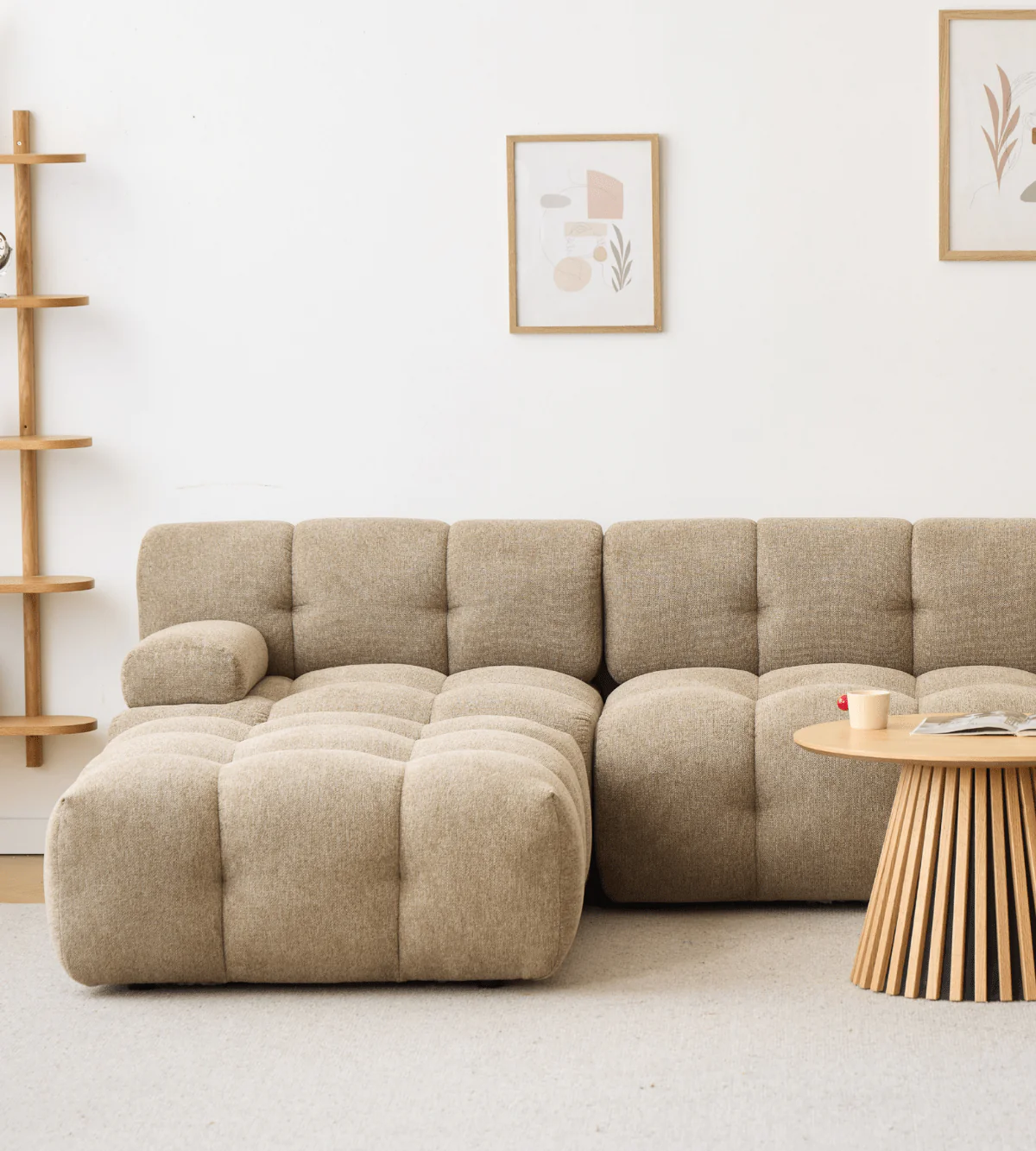 Lilie - modulsoffa i sandfärg med 3 moduler och höger- eller vänstervänd schäslong - L: 285 x D: 190 x H: 64 cm - Image 5