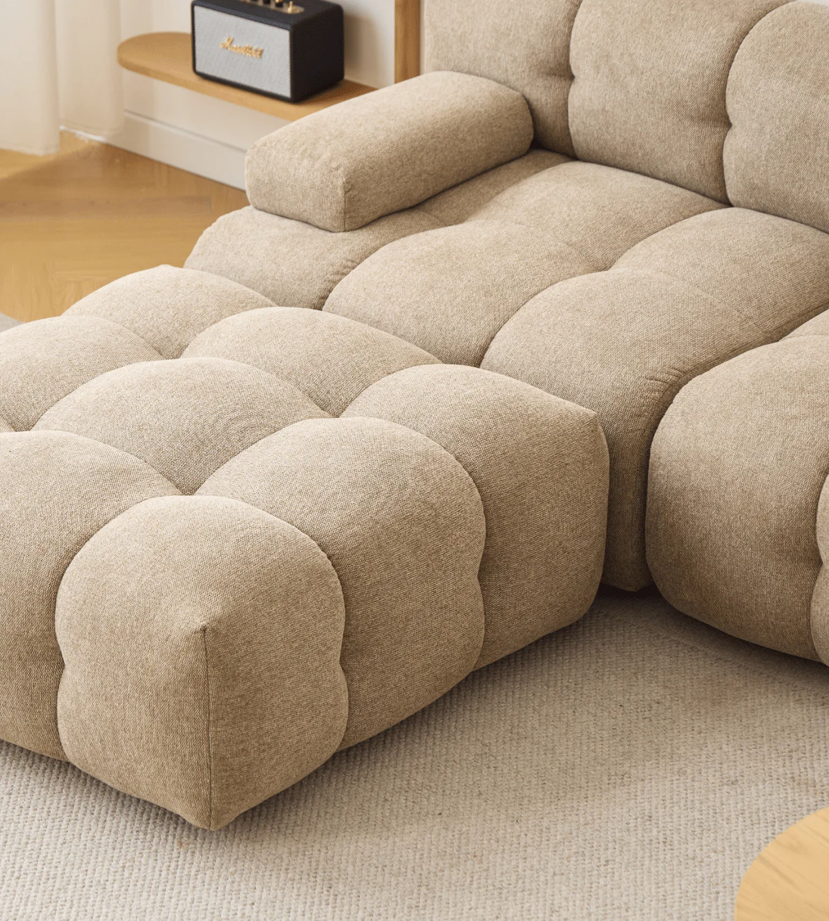 Lilie - modulsoffa i sandfärg med 3 moduler och höger- eller vänstervänd schäslong - L: 285 x D: 190 x H: 64 cm - Image 6