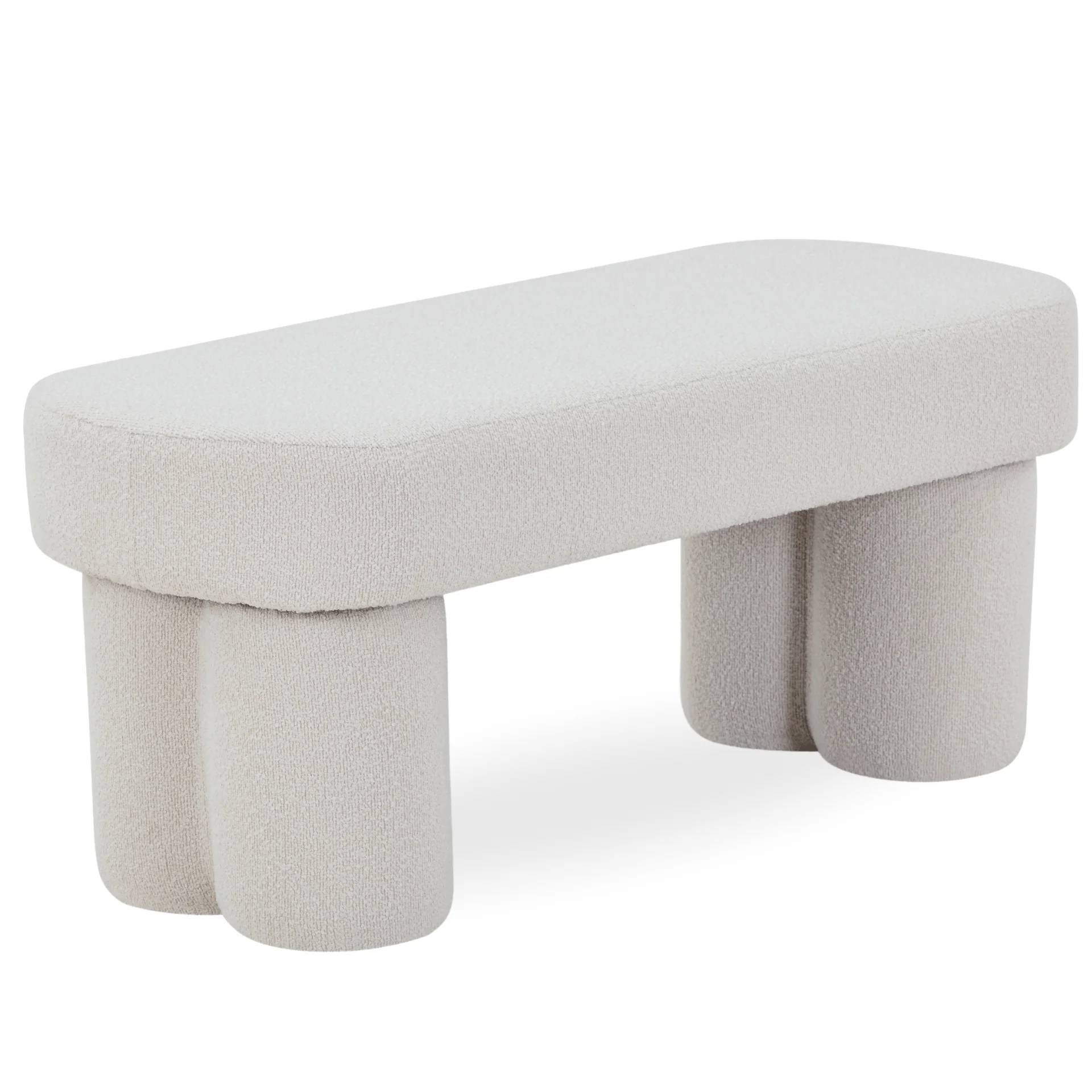 Linea bänk vit bouclé 100x42x44 cm - Image 4