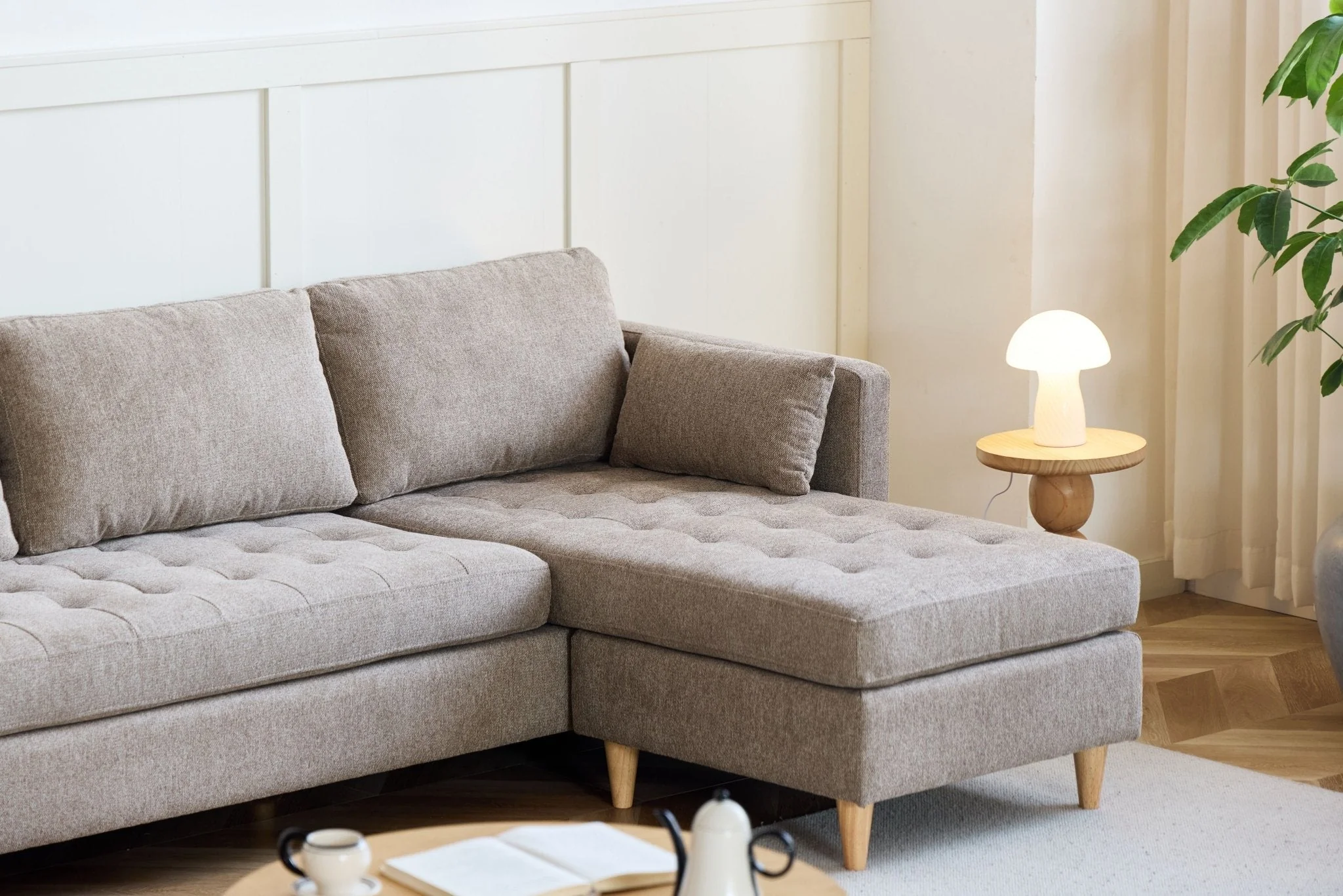 Lulu - Höger- och vänstervänd vändbar schäslongsoffa i sand - L: 215 x D: 82 x H: 78 cm - Image 10