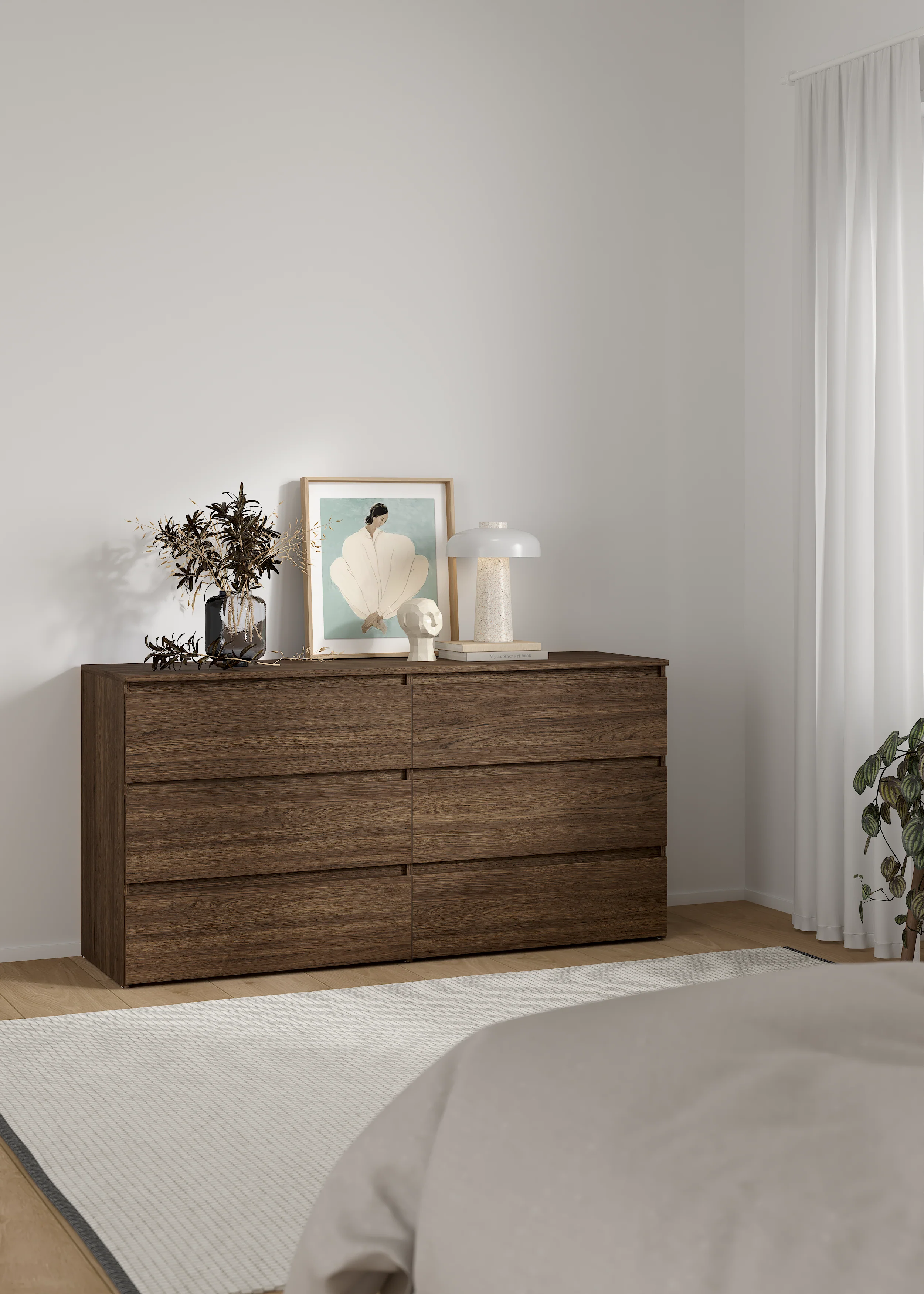 Maise byrå H:70 x B:138 x B:41 cm med 6 lådor i rökt eklook - Image 2