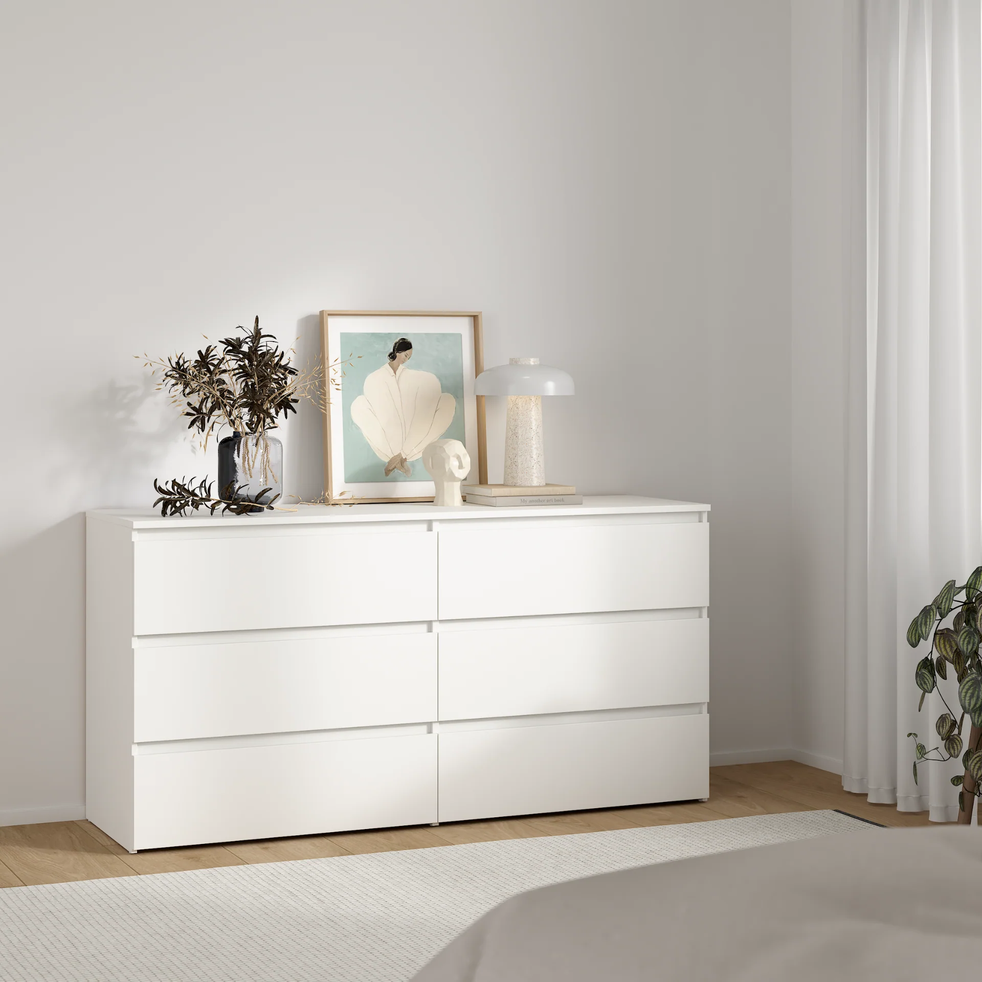 Maise Kommod 70x138 x41 cm med 6 lådor i vitt - Image 2