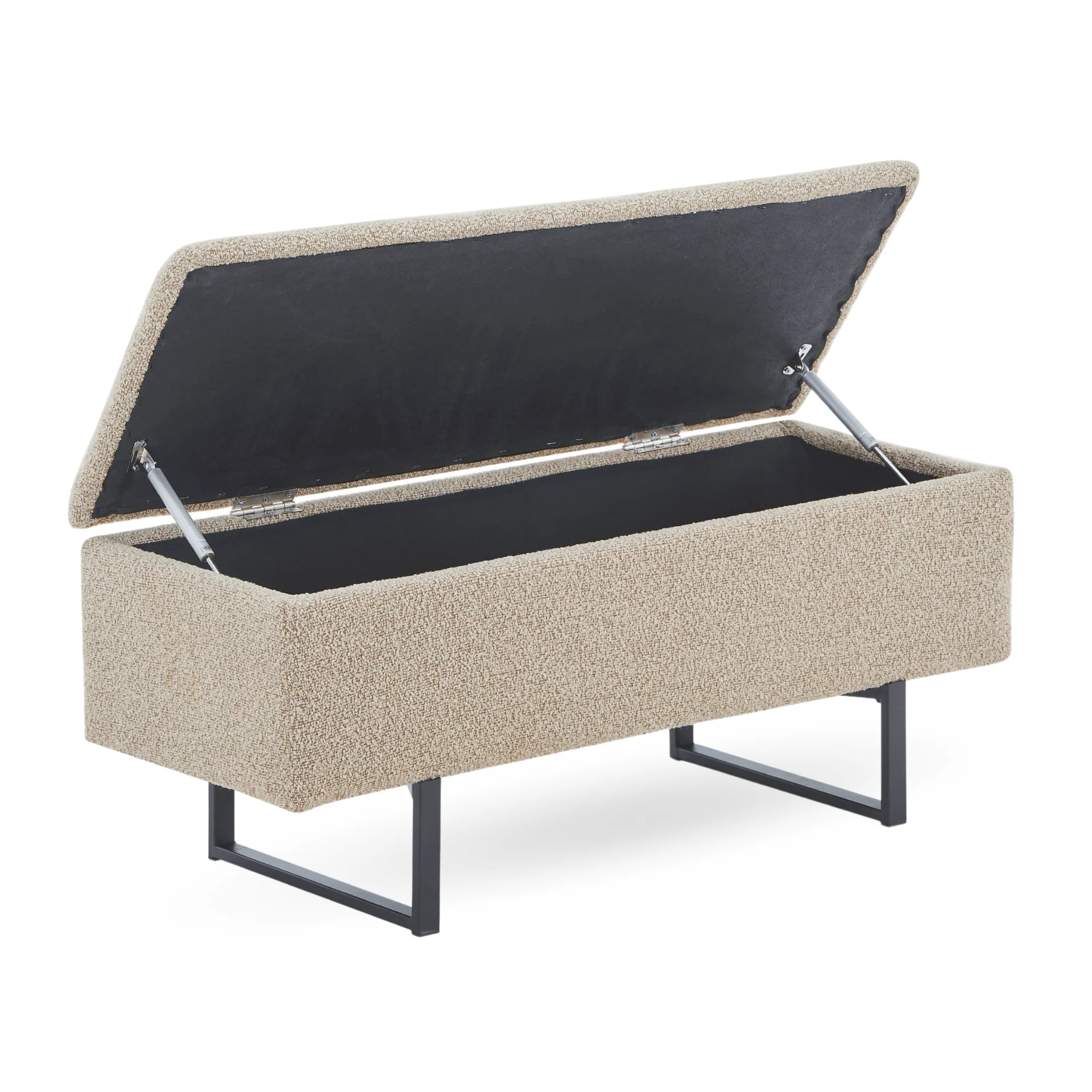 Malika bänk med förvaring i beige bouclé 95x35x40 cm - Image 6