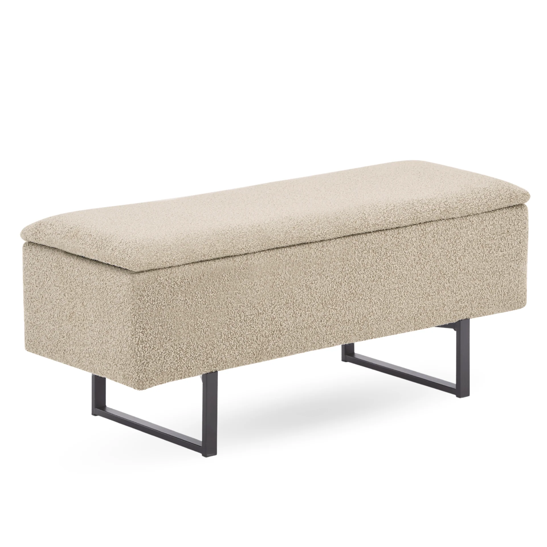 Malika bänk med förvaring i beige bouclé 95x35x40 cm - Image 7