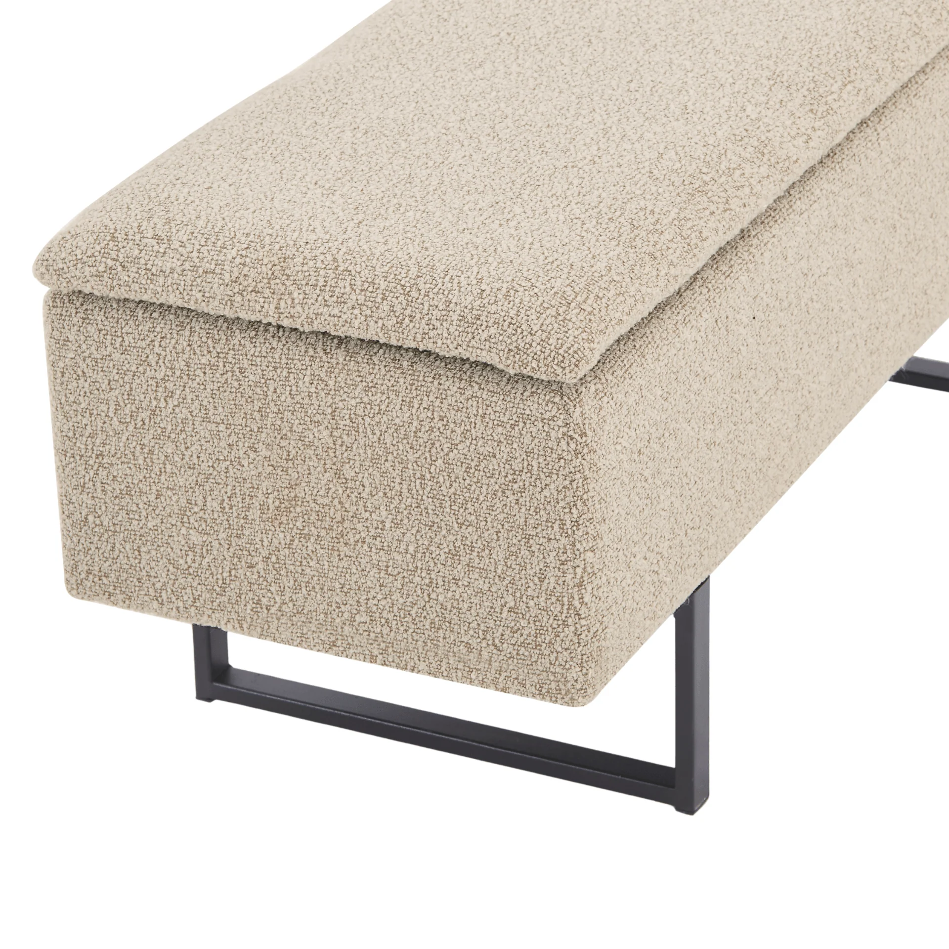 Malika bänk med förvaring i beige bouclé 95x35x40 cm - Image 8