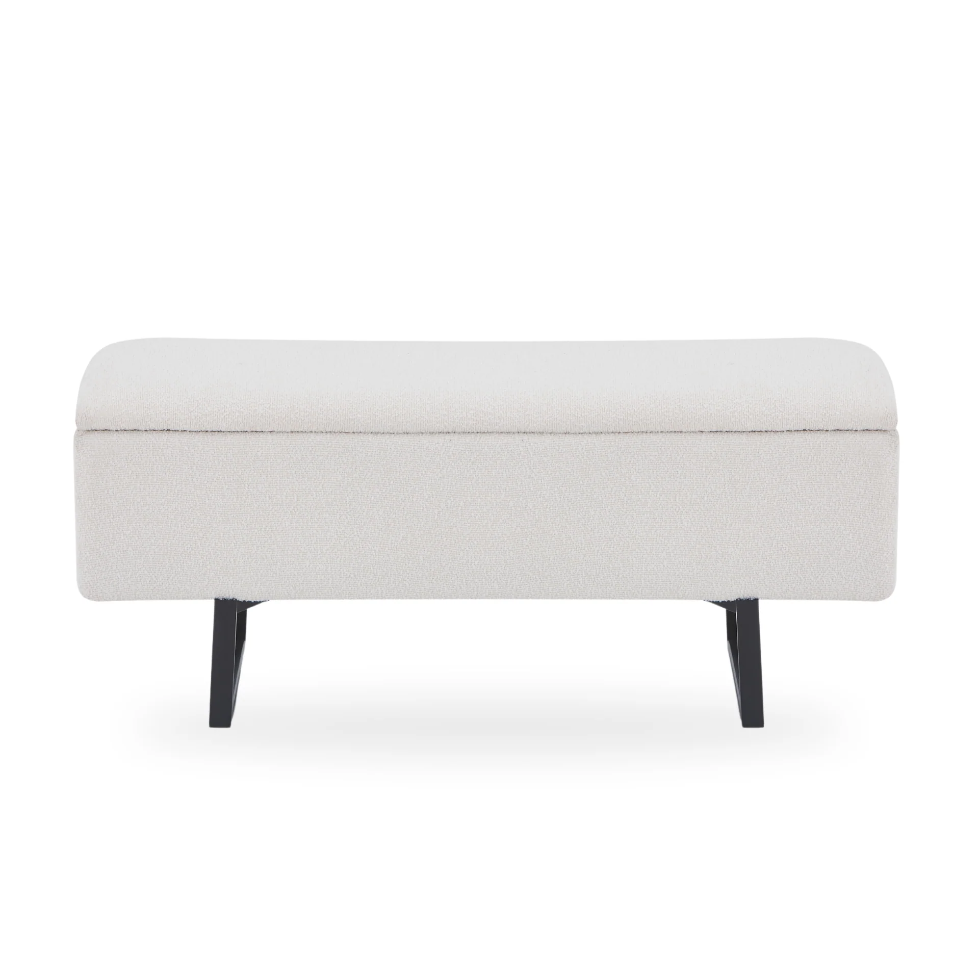 Malika bänk med förvaring i vit bouclé 95x35x40 cm
