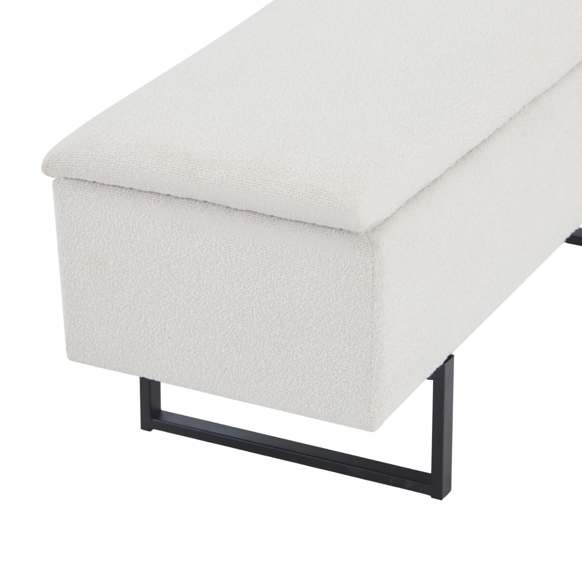 Malika bänk med förvaring i vit bouclé 95x35x40 cm - Image 4