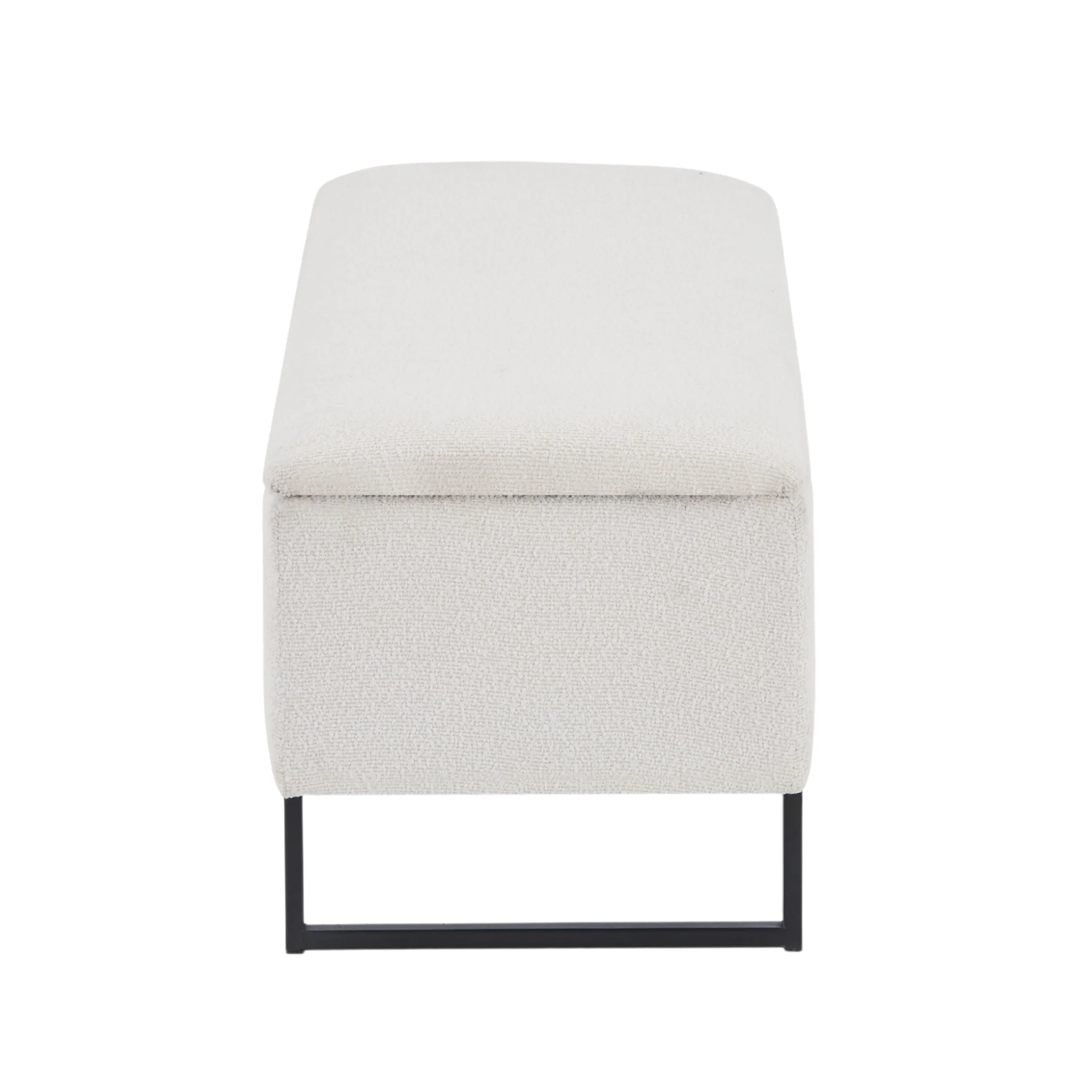 Malika bänk med förvaring i vit bouclé 95x35x40 cm - Image 5