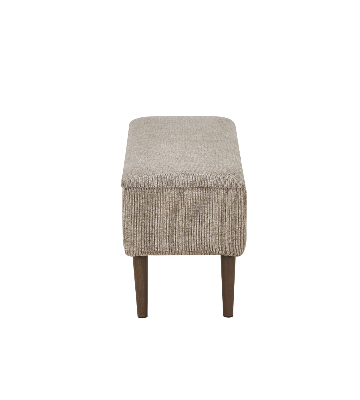 Malika bänk – sandfärgat tyg med förvaring och ben i rökt eklook, 95x35x45 cm - Image 3