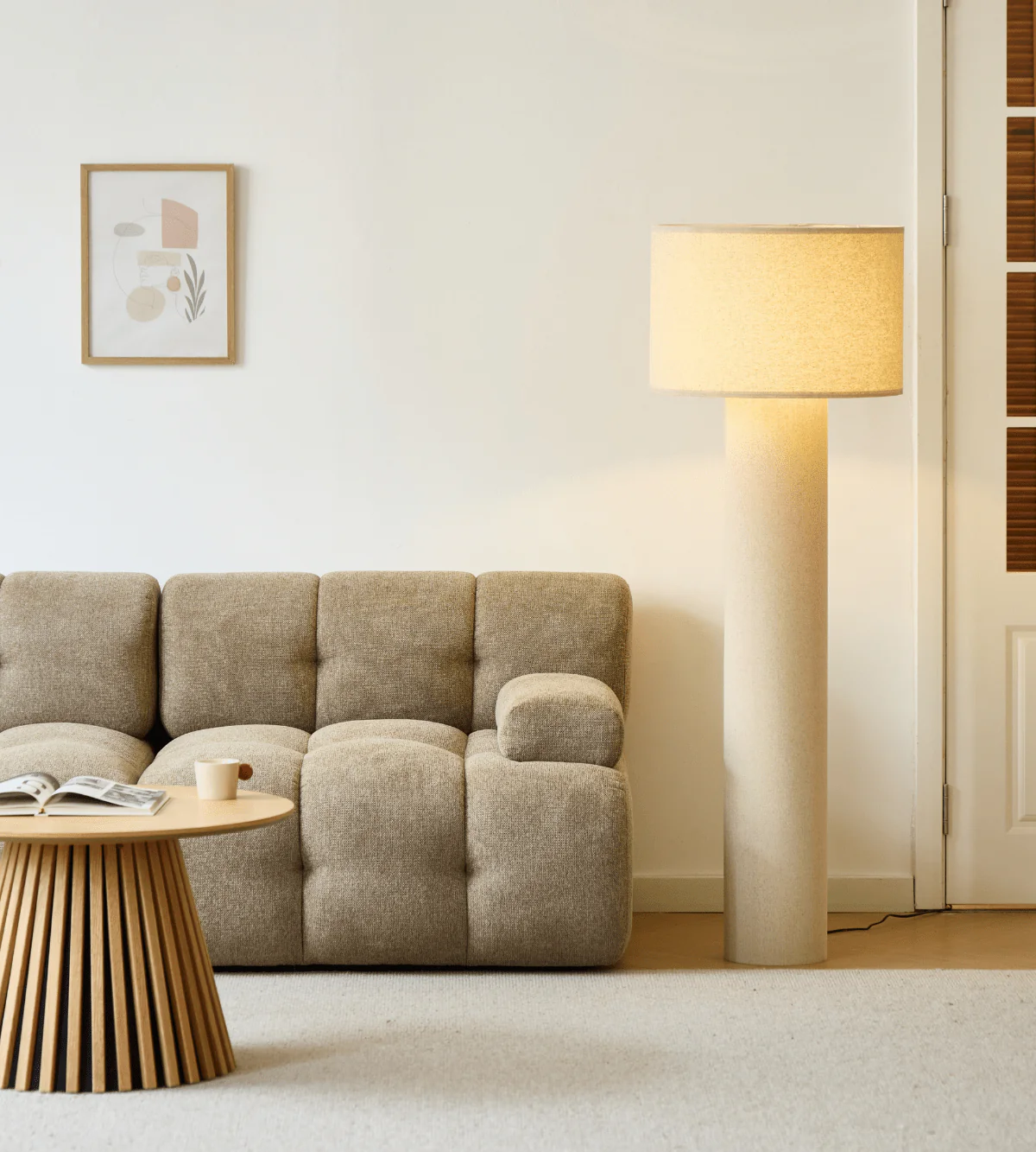 Mariah golvlampa med lampskärm i linne, 145 x 50 cm - Image 2