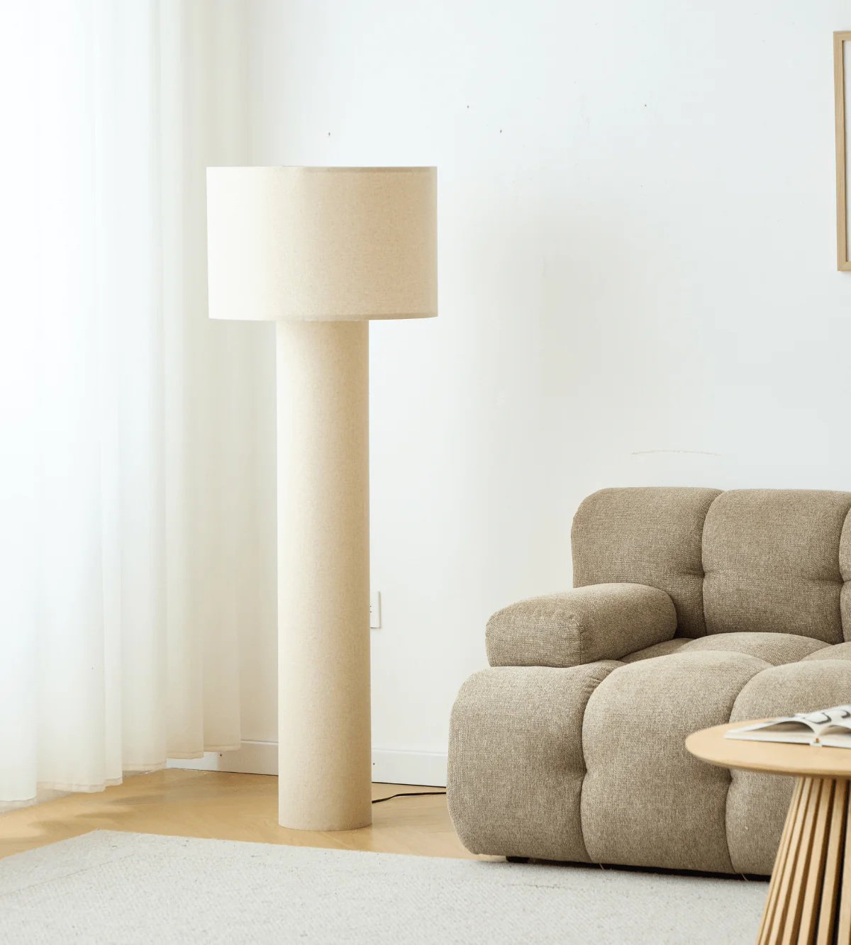 Mariah golvlampa med lampskärm i linne, 145 x 50 cm - Image 4
