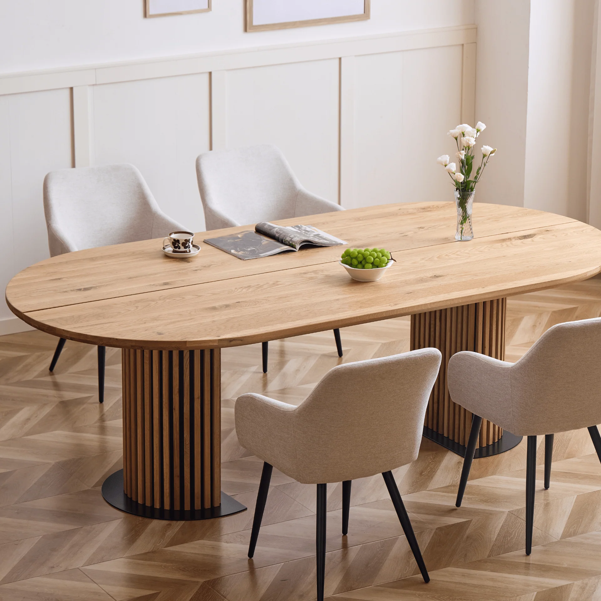 Matteo - Plankbord med lamellunderrede i oljad/naturell massiv ek 240x120x77 cm - Image 7