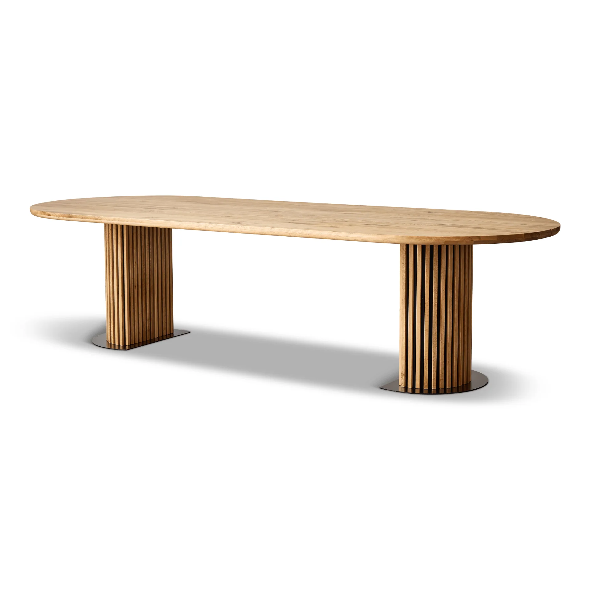 Matteo - Plankbord med lamellunderrede i oljad/naturell massiv ek 300x120x77 cm - Image 9