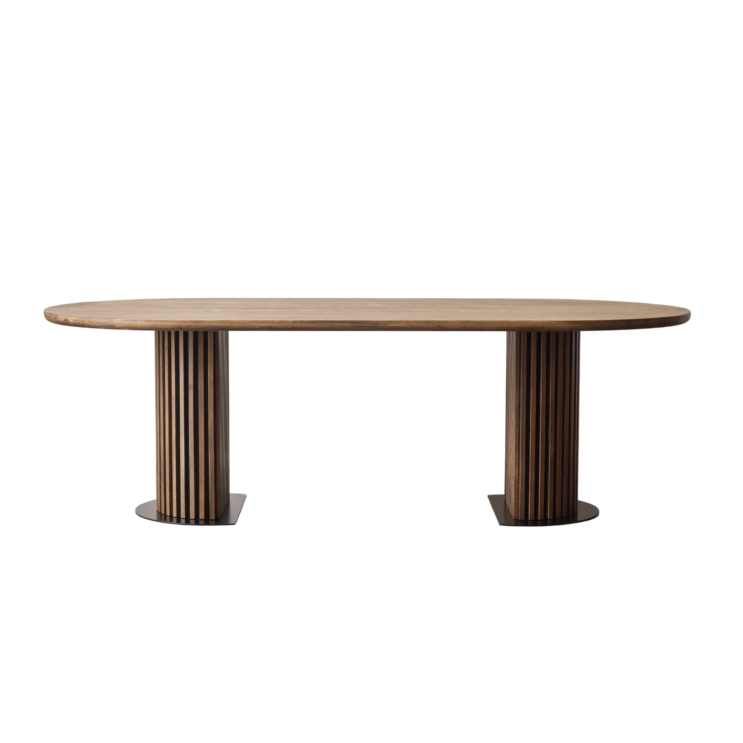 Matteo - Plankbord med lamellunderrede i rökt massiv ek 240x120x77 cm - Image 9