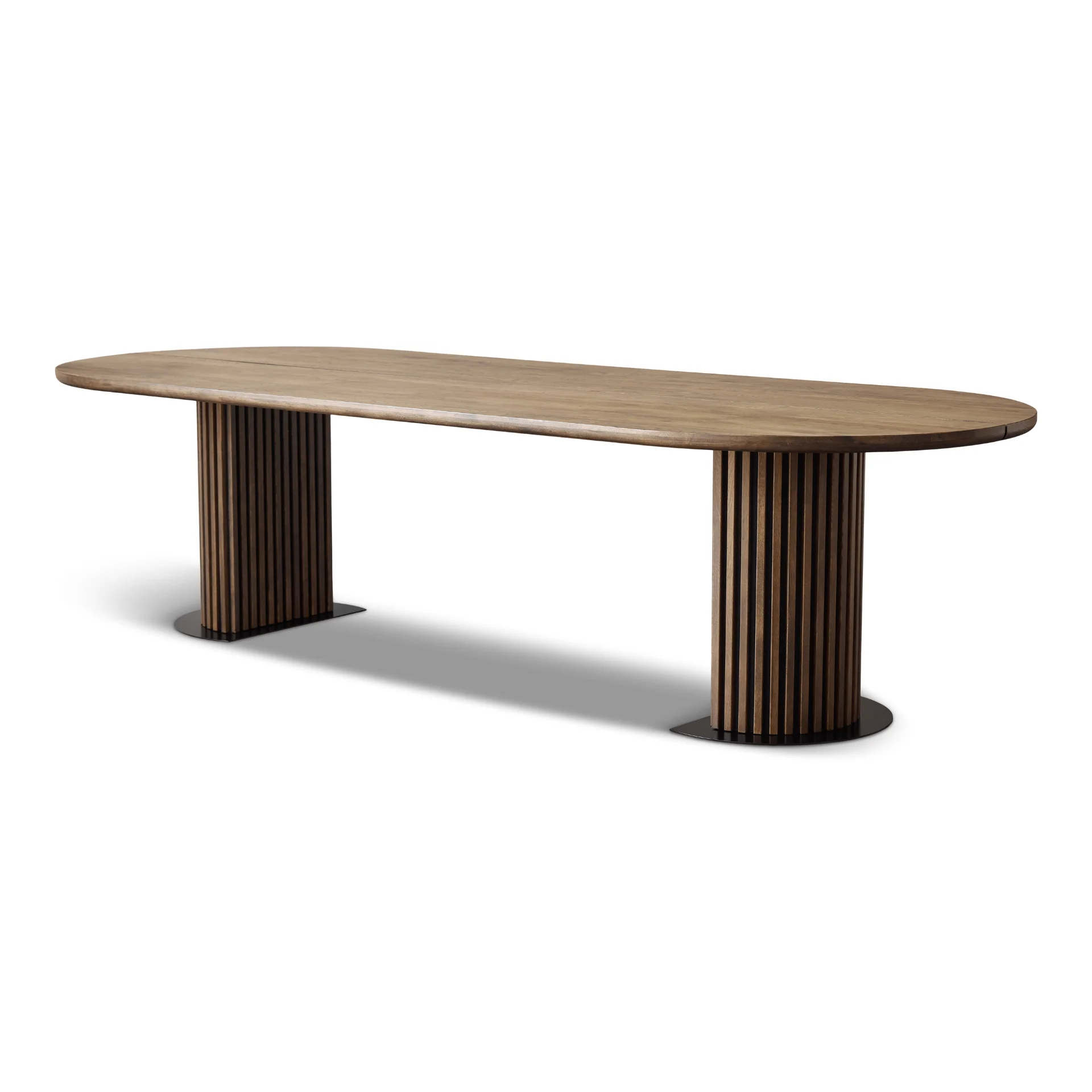 Matteo - Plankbord med lamellunderrede i rökt massiv ek 300x120x77 cm - Image 10