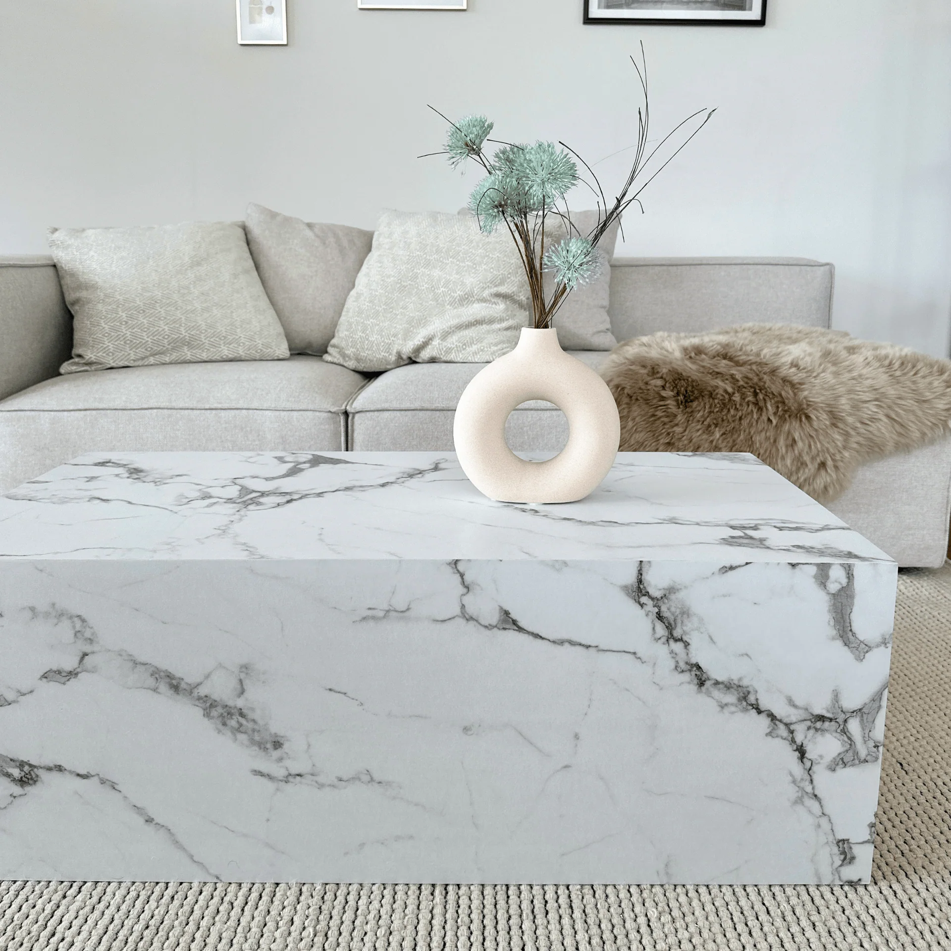 Maxine soffbord vit marmorlook 90x50 cm - Image 2