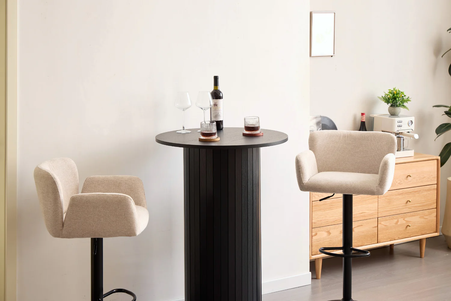 Melody Barstol - beige textil med justerbar höjd och snurrfunktion - Image 4