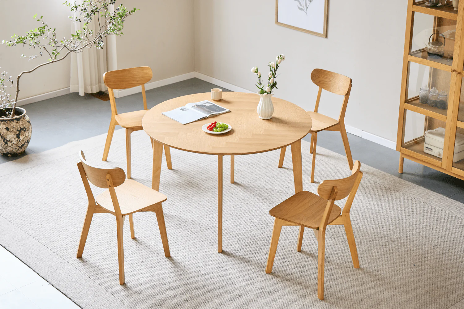 Miles - Runt matbord Ø120 cm i oljad ekfanér med fiskbensmönster - Image 7