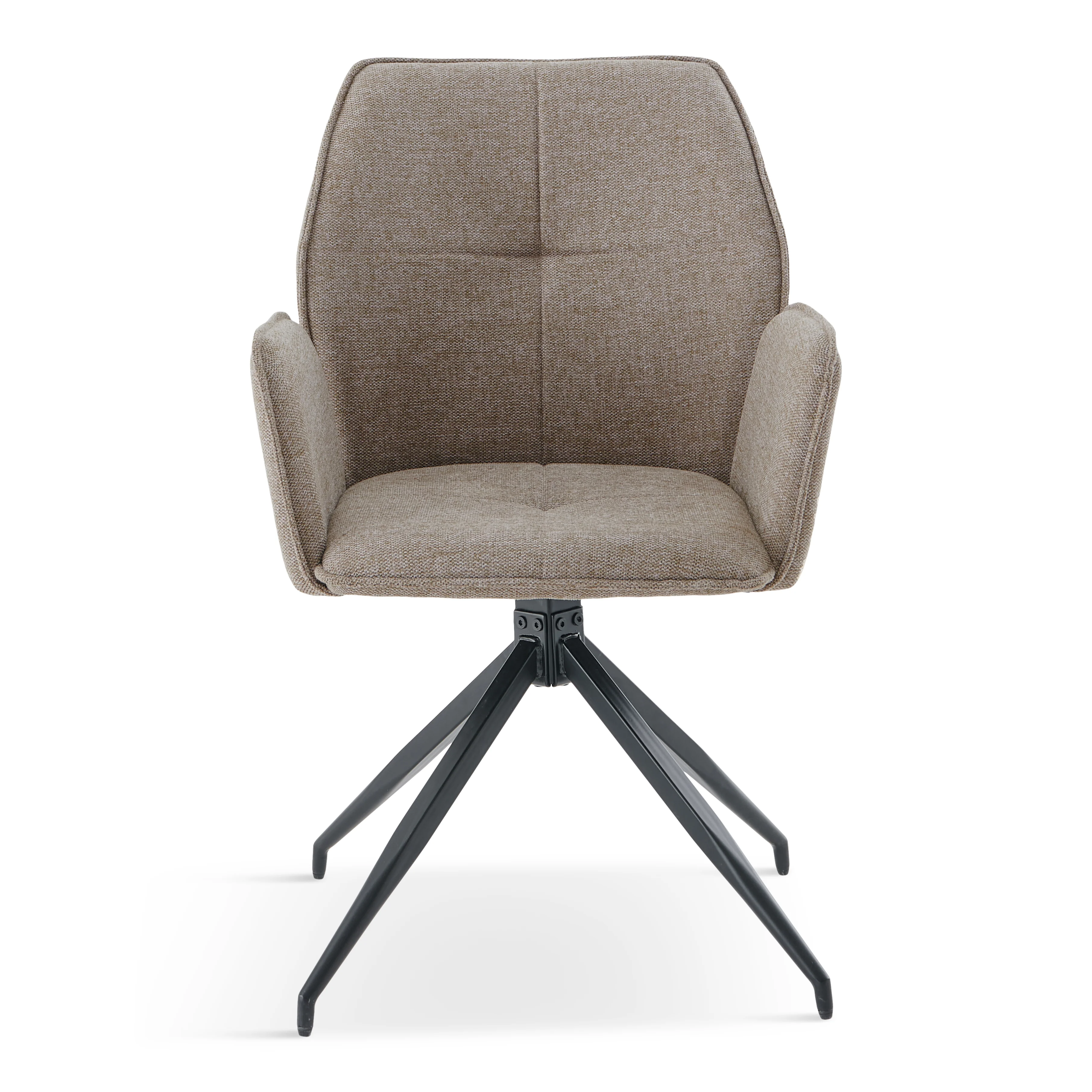 Minna - Matstol i sand textil med 360 graders rotation - Image 4