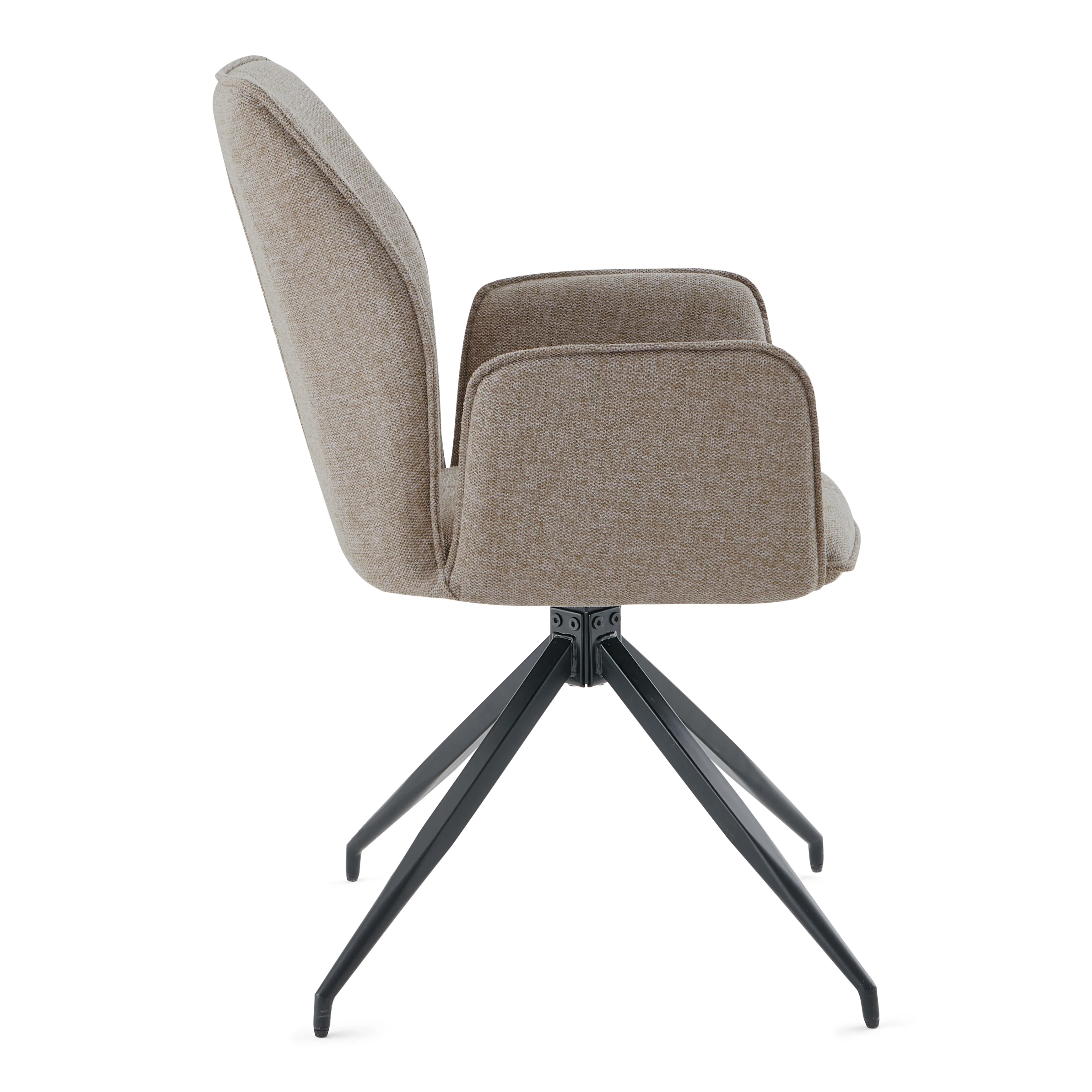 Minna - Matstol i sand textil med 360 graders rotation - Image 5