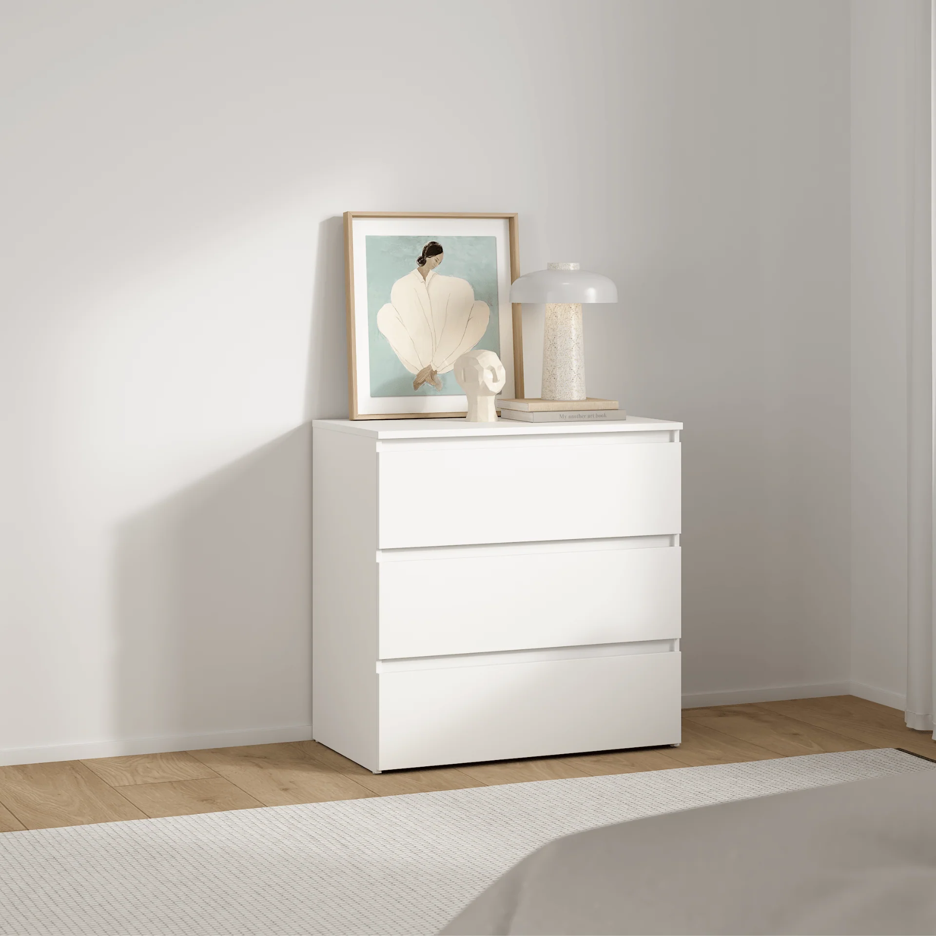 Maise Kommod 70x70x41 cm med 3 lådor i vitt - Image 2
