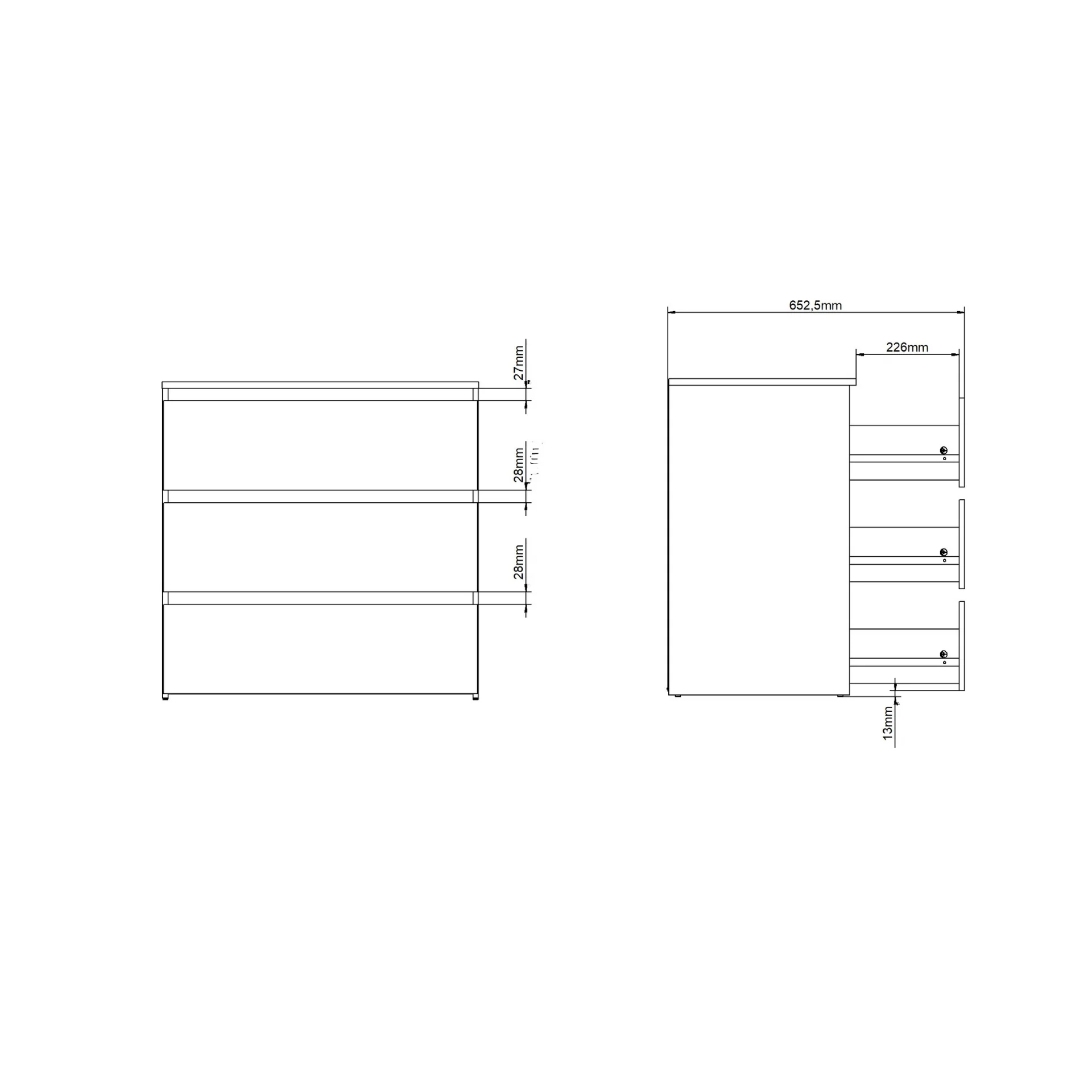 Maise Kommod 70x70x41 cm med 3 lådor i vitt - Image 9