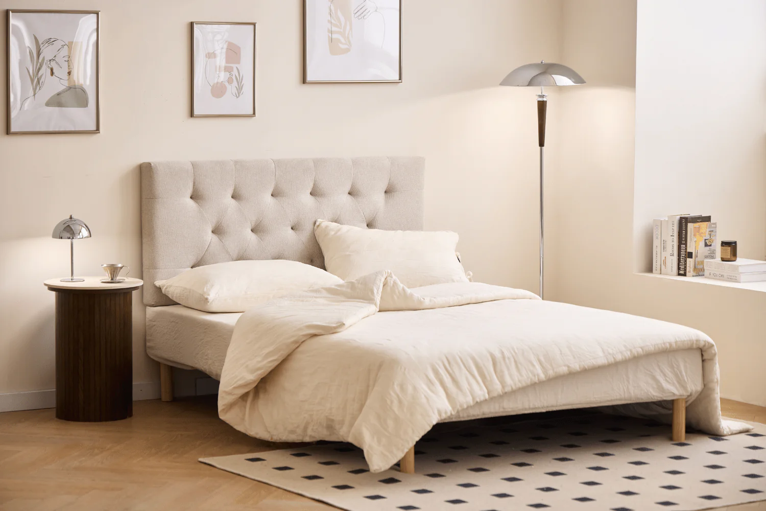 Nia sänggavel 180x63 cm i beige textil - Image 2