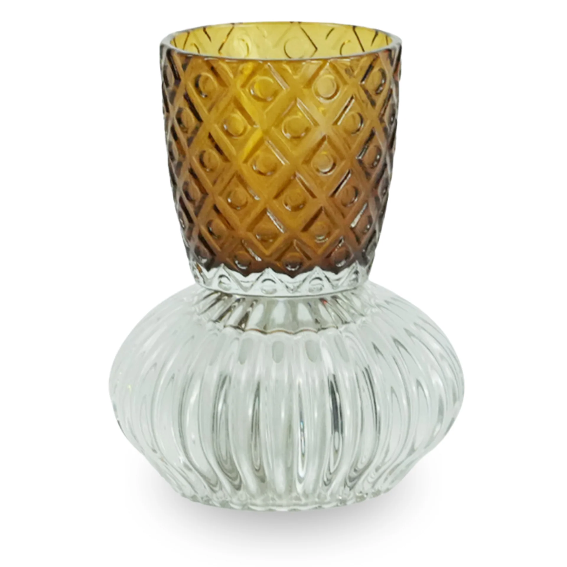 Nori glas ljusstake/Värmeljushållare amber/grå 13,5 cm - Image 2