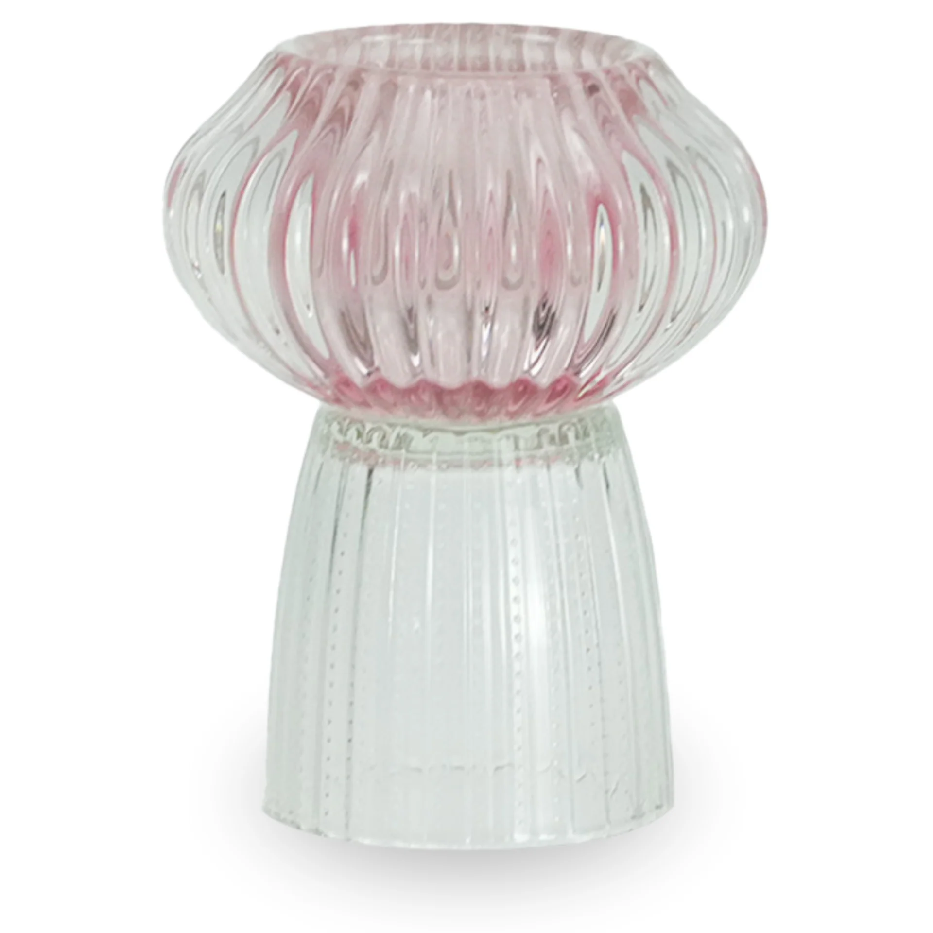 Nori glas ljusstake/Värmeljushållare ljusrosa/klart 13,5 cm