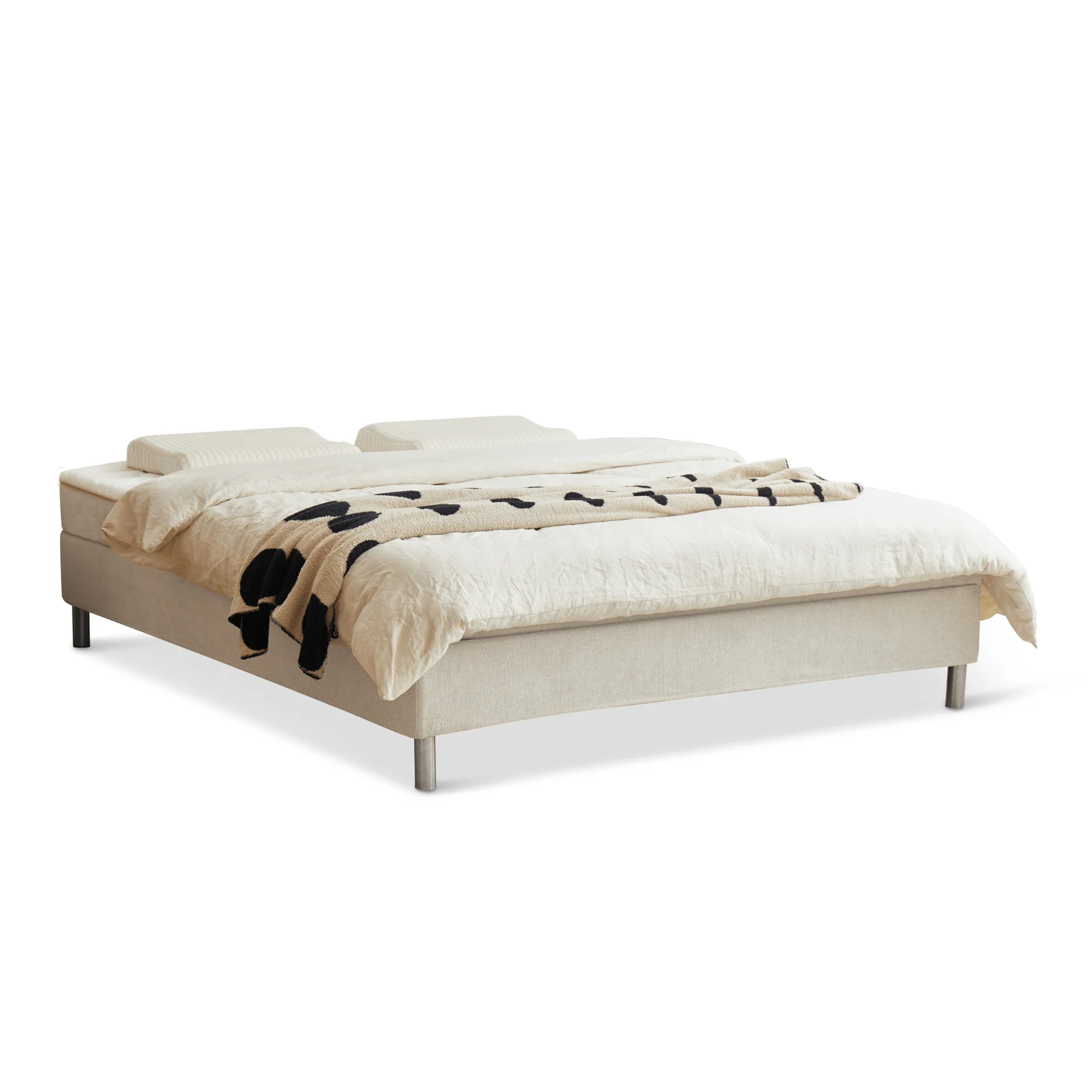 Premium kontinentalsäng i beige 180x200 cm med 7 cm bäddmadrass i memoryskum inkl. kromben - Image 2
