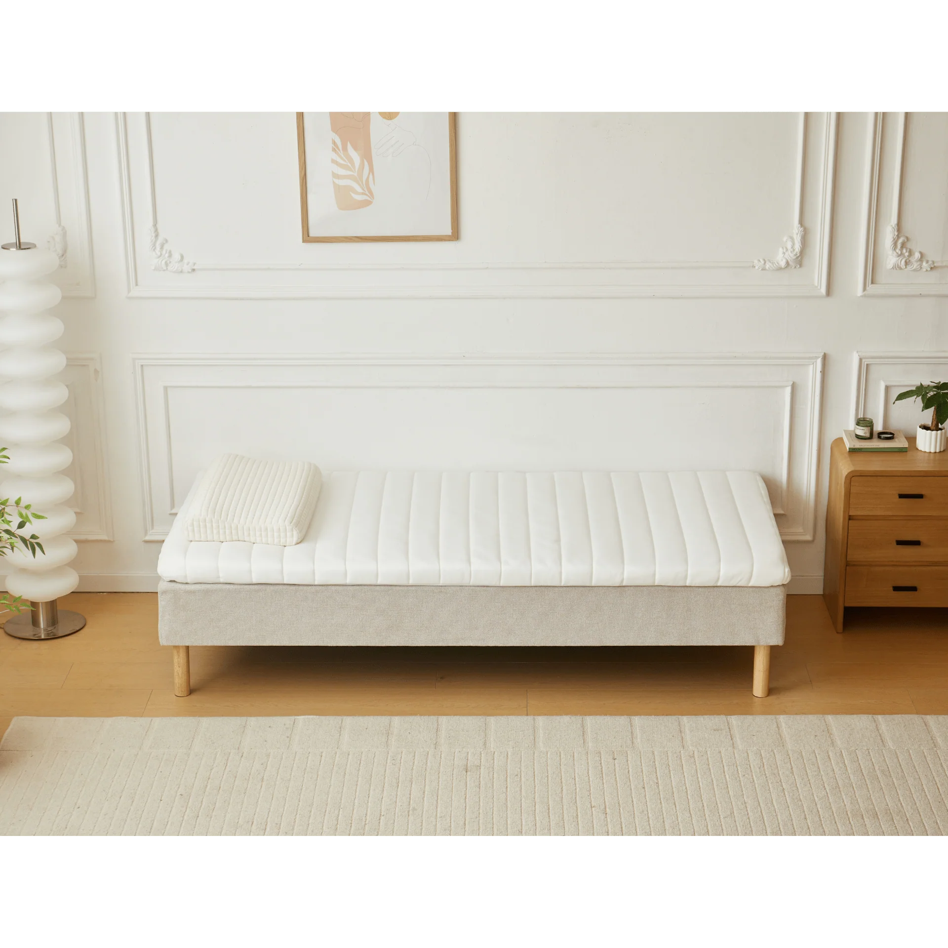 Premium resårbotten i beige 90x200 cm med 7 cm bäddmadrass i memoryskum exkl. ben - Image 3