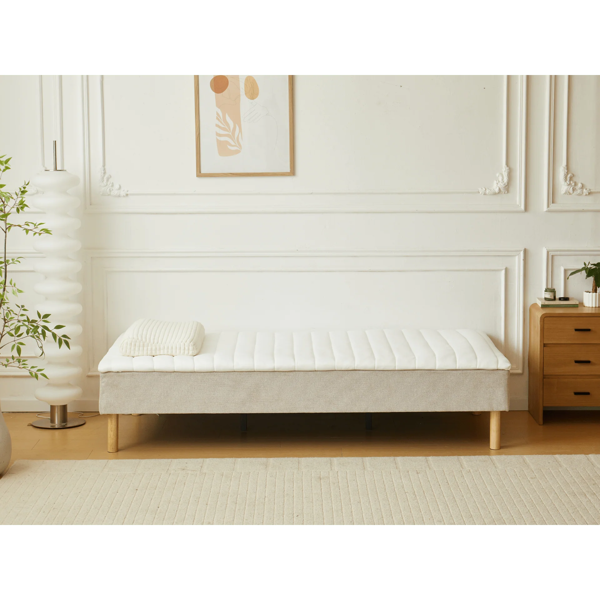 Resårbotten i beige 90x200 cm med 4 cm bäddmadrass i PU-skum exkl. ben - Image 3