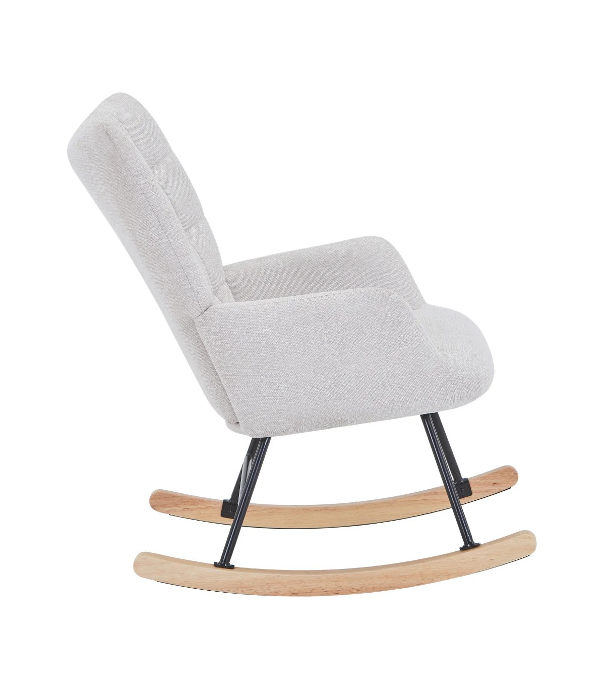 Robert gungstol med armstöd – beige tyg med ek - Image 3
