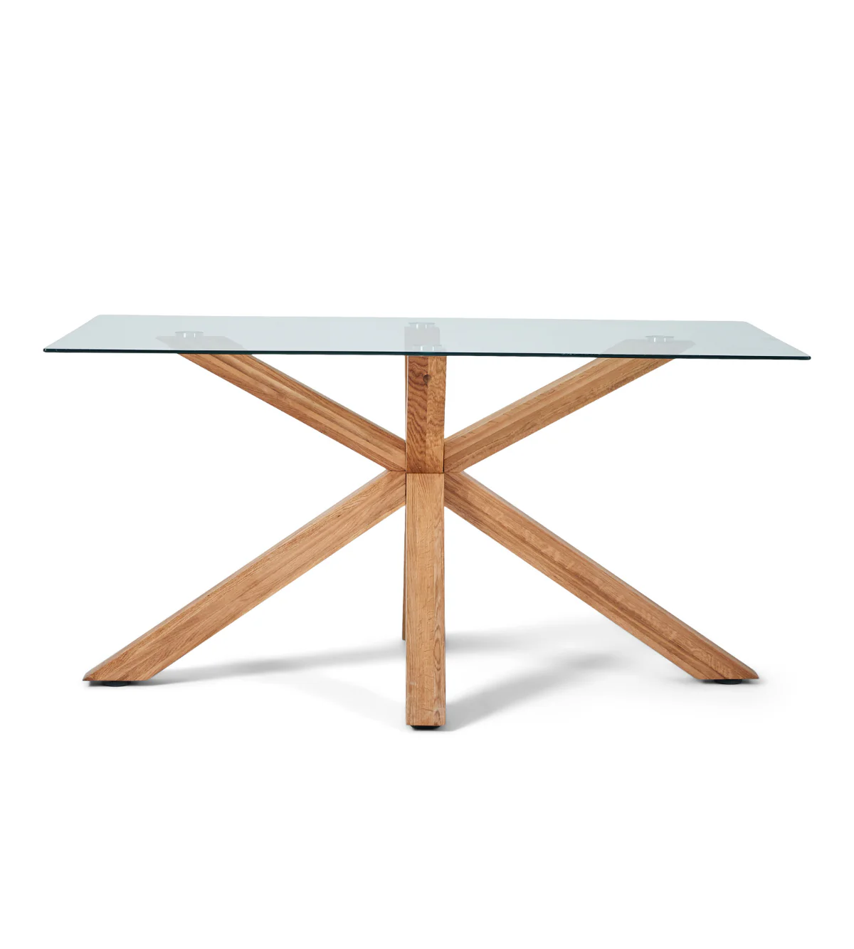 Sidney - Matbord i glas med ben i massiv ek 150x90 cm