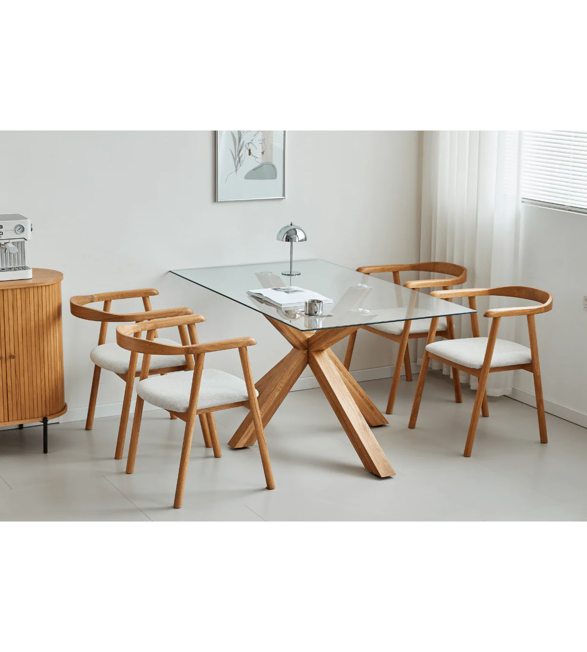 Sidney - Matbord i glas med ben i massiv ek 150x90 cm - Image 10