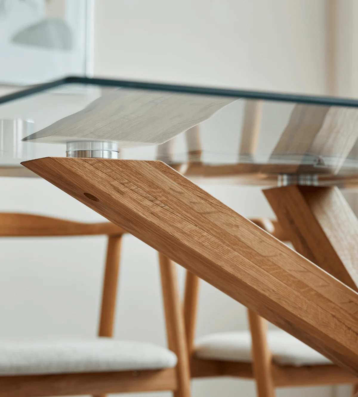 Sidney - Matbord i glas med ben i massiv ek 150x90 cm - Image 6